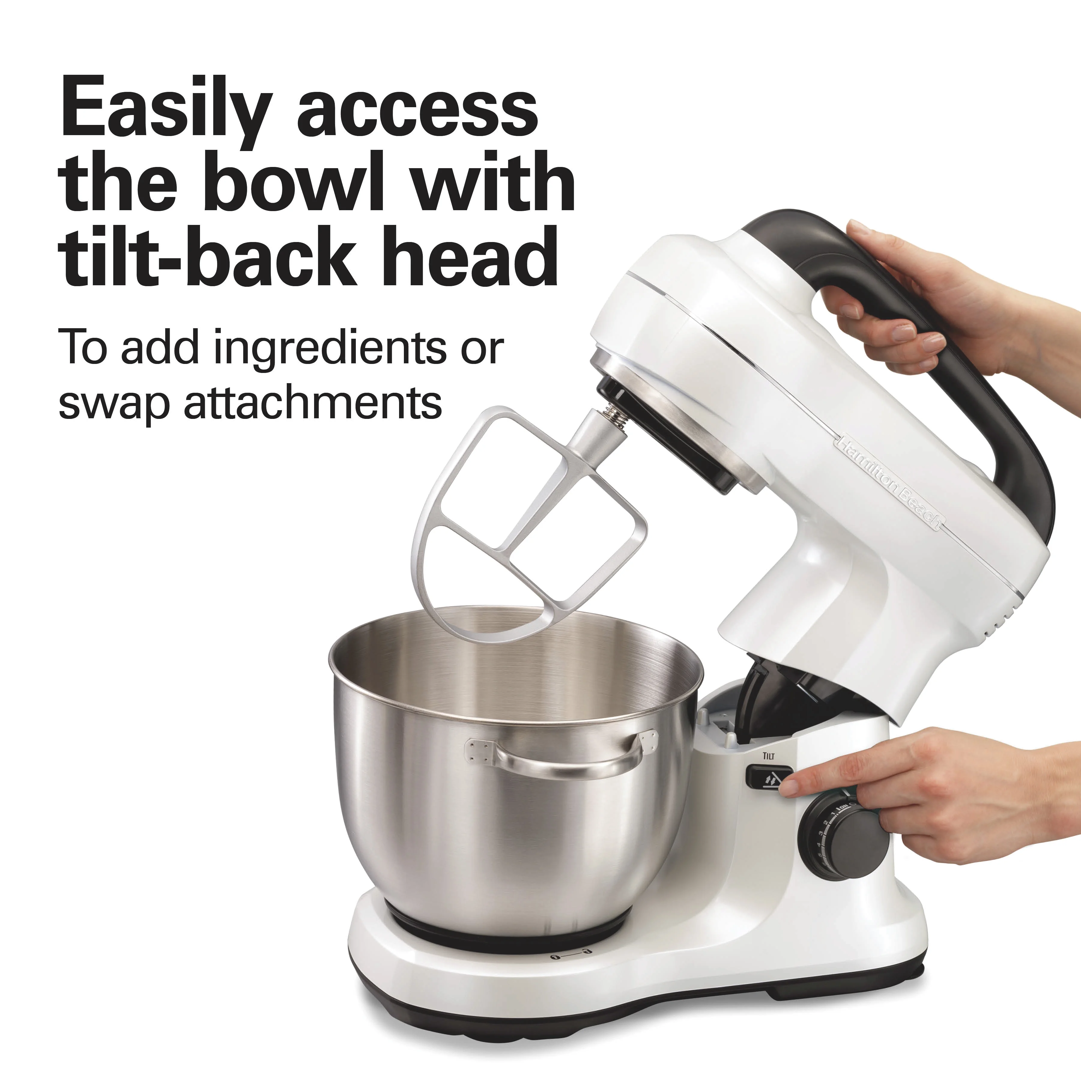 Hamilton Beach 4 Quart Stand Mixer for Kitchen, 7 Speeds, Tilt-Head, Dough Hook, Whisk & Flat Beater, Black - Image 38