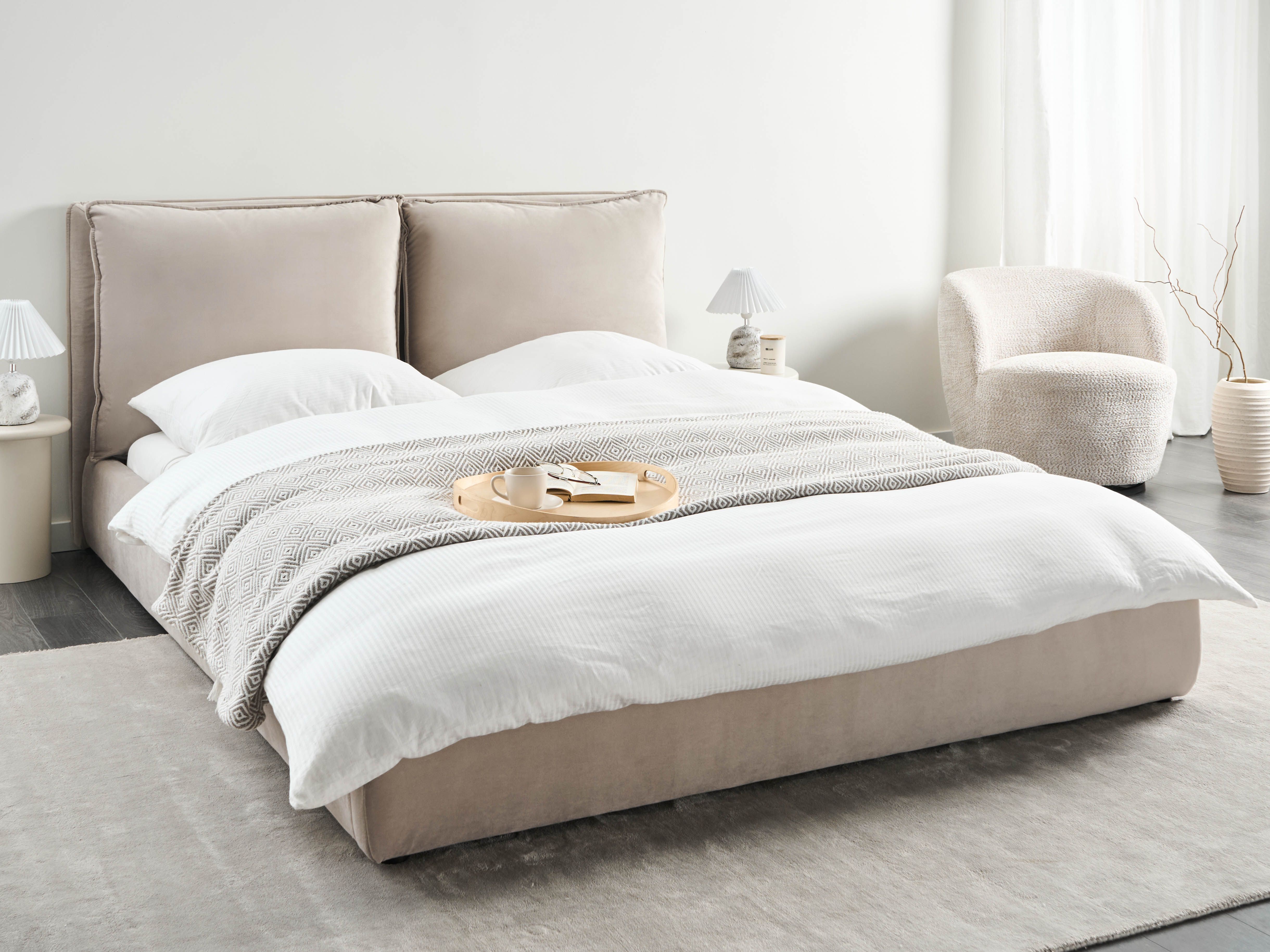 Waterbed Velvet BAJONNA 160 x 200 cm (EU King Size) Taupe