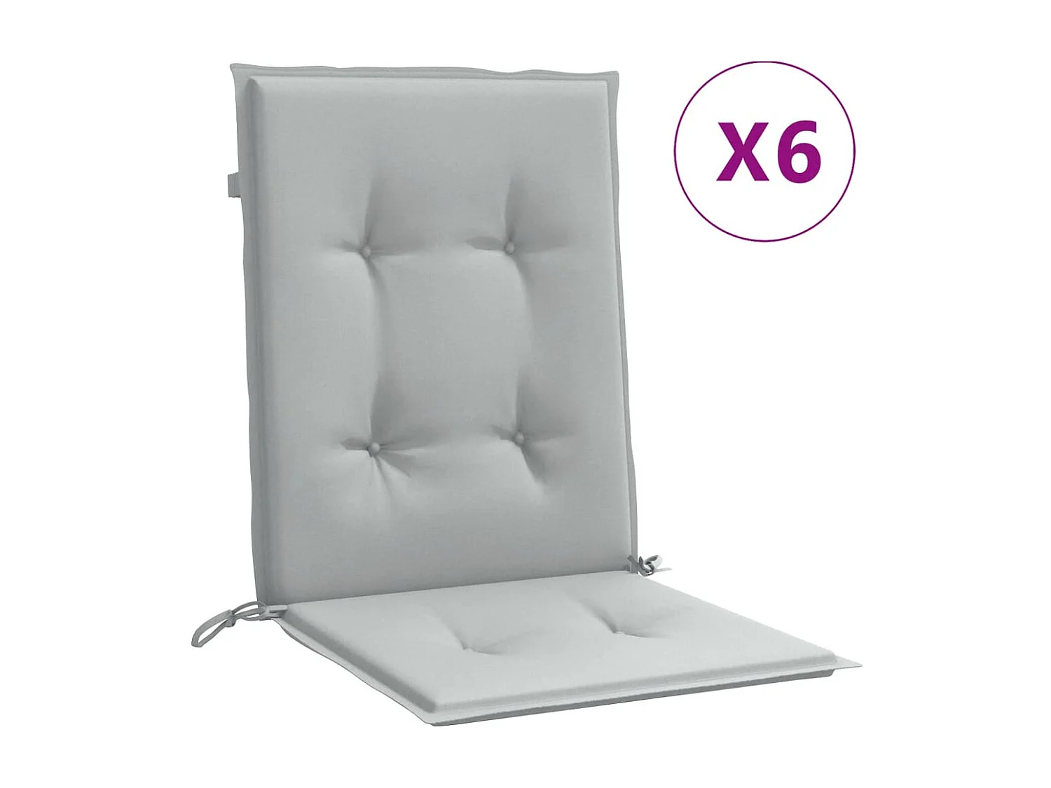 Coussins de chaise à dossier bas lot de 6 gris clair mélangé