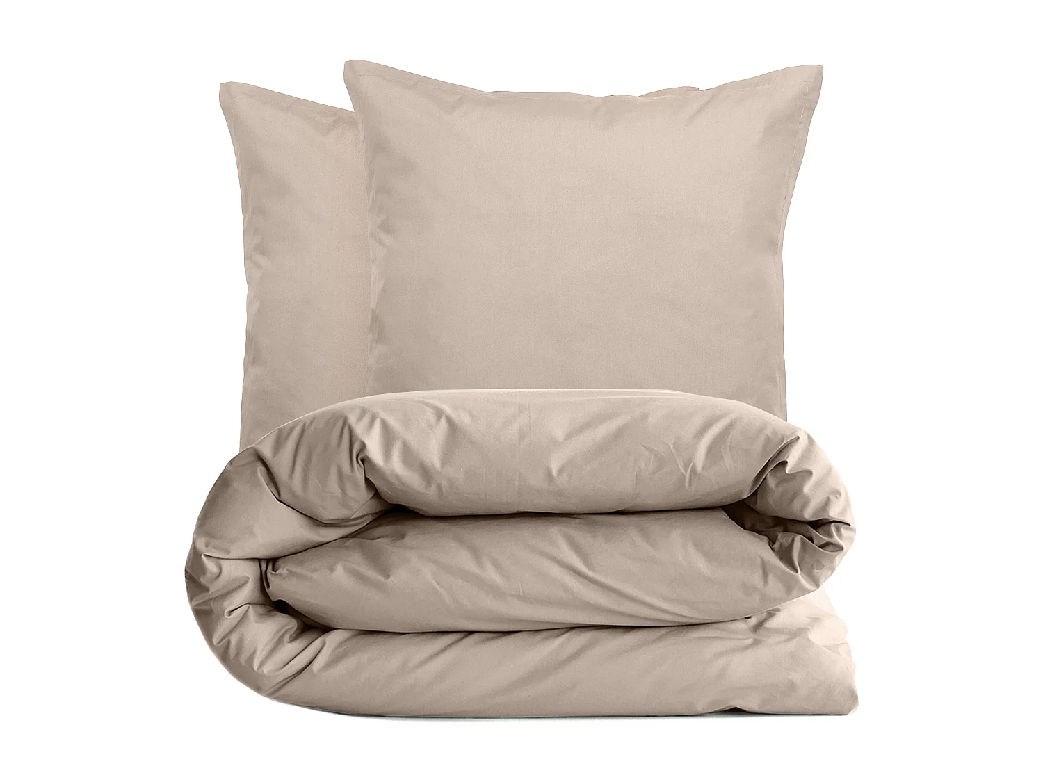 Parure de lit 260x240 cm set 65x65 cm percale MANOIR beige Lin