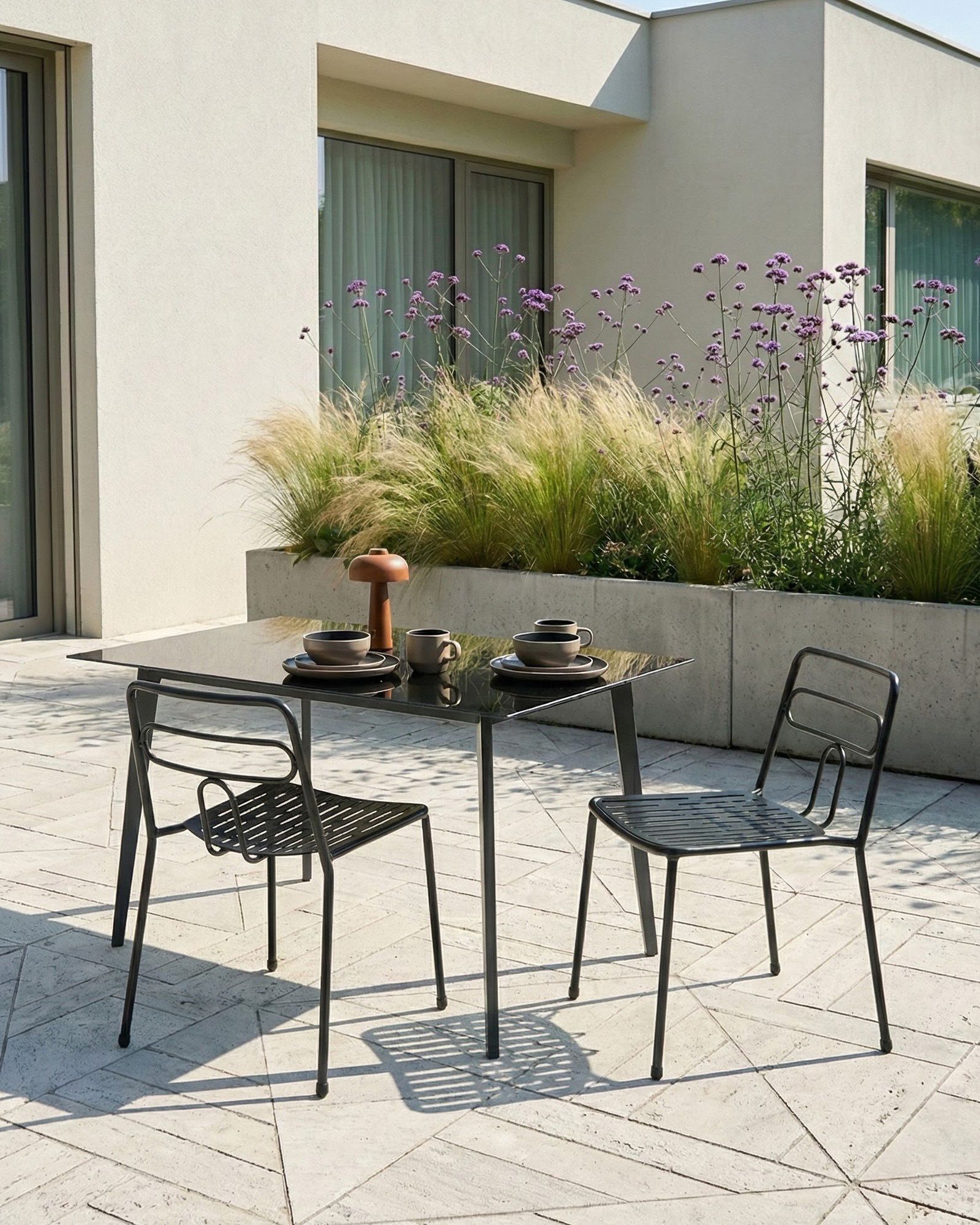 Set of 2 Garden Chairs AGEROLA Metal Black