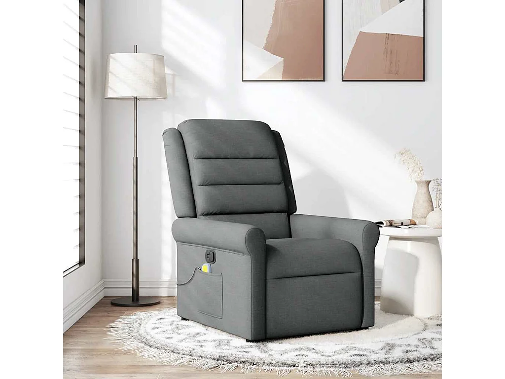 Fauteuil inclinable-Chaise de relax-Fauteuil de Massage Gris foncé Tissu SHL2951