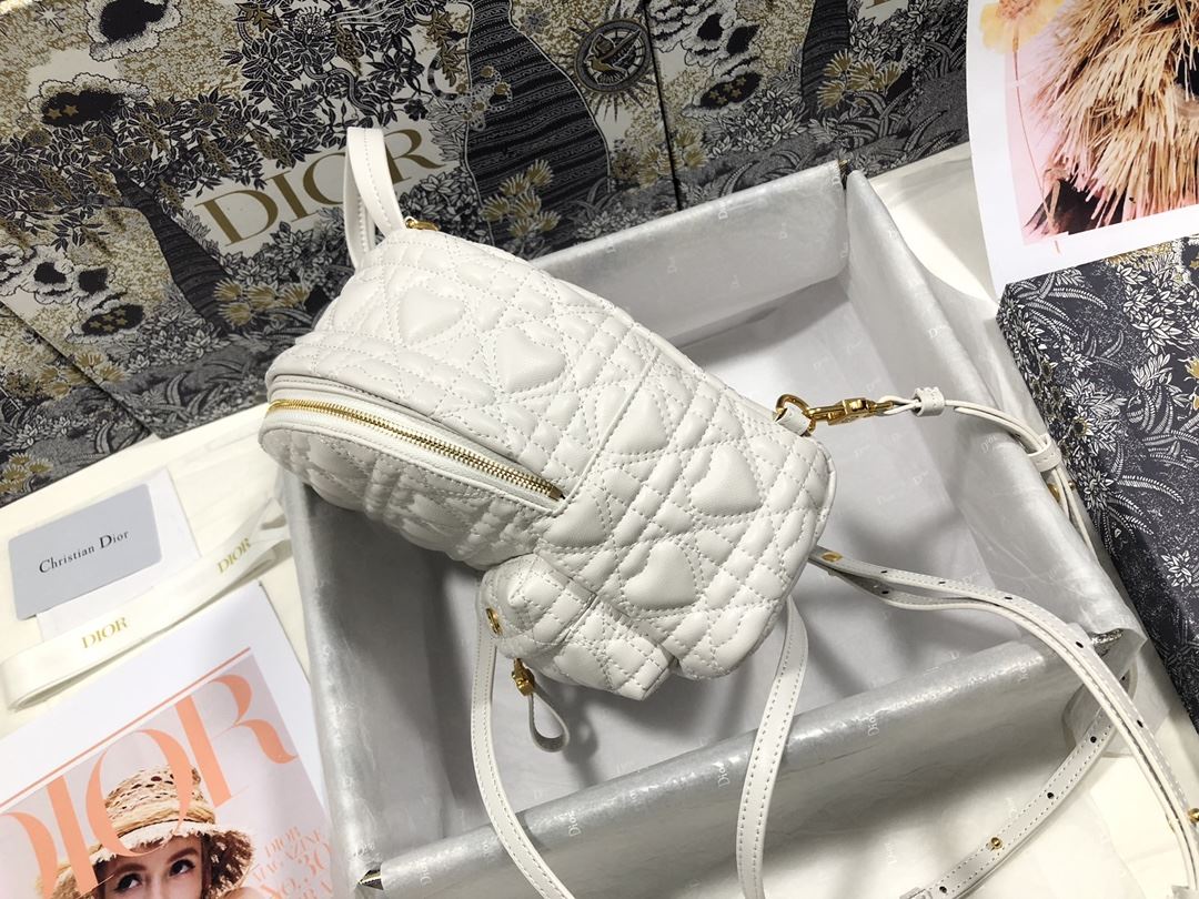 Mini Dior Backpack Heart White/Red Black For Women‎ 8 in/ 21 cm CD