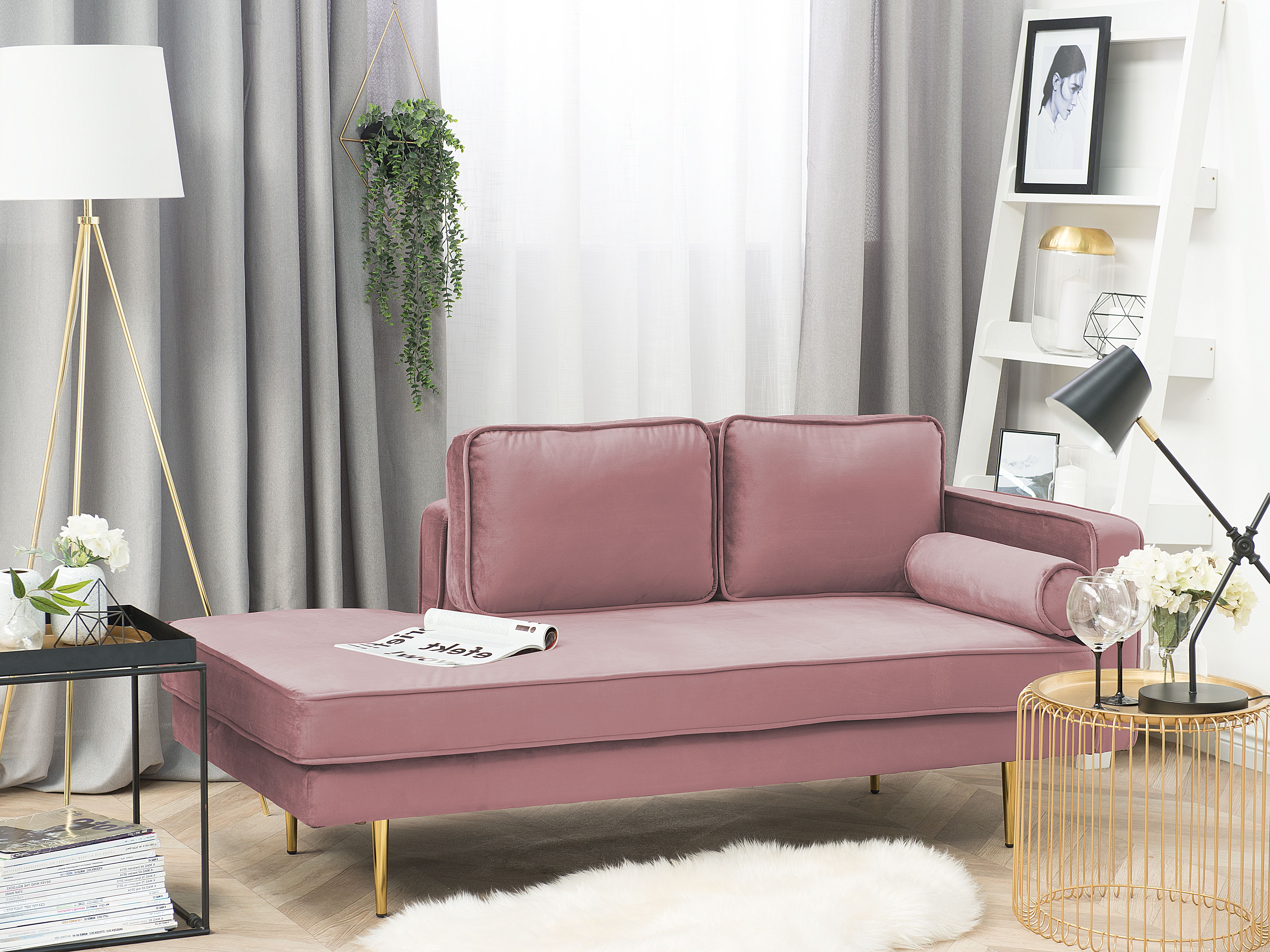 Right-Hand Chaise Lounge MIRAMAS Velvet Pink
