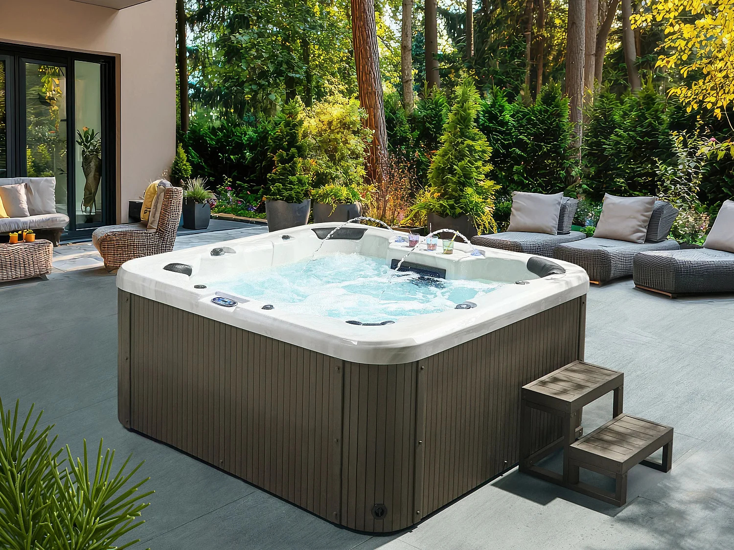 Spa d'extérieur avec LED VILLARRICA Blanc