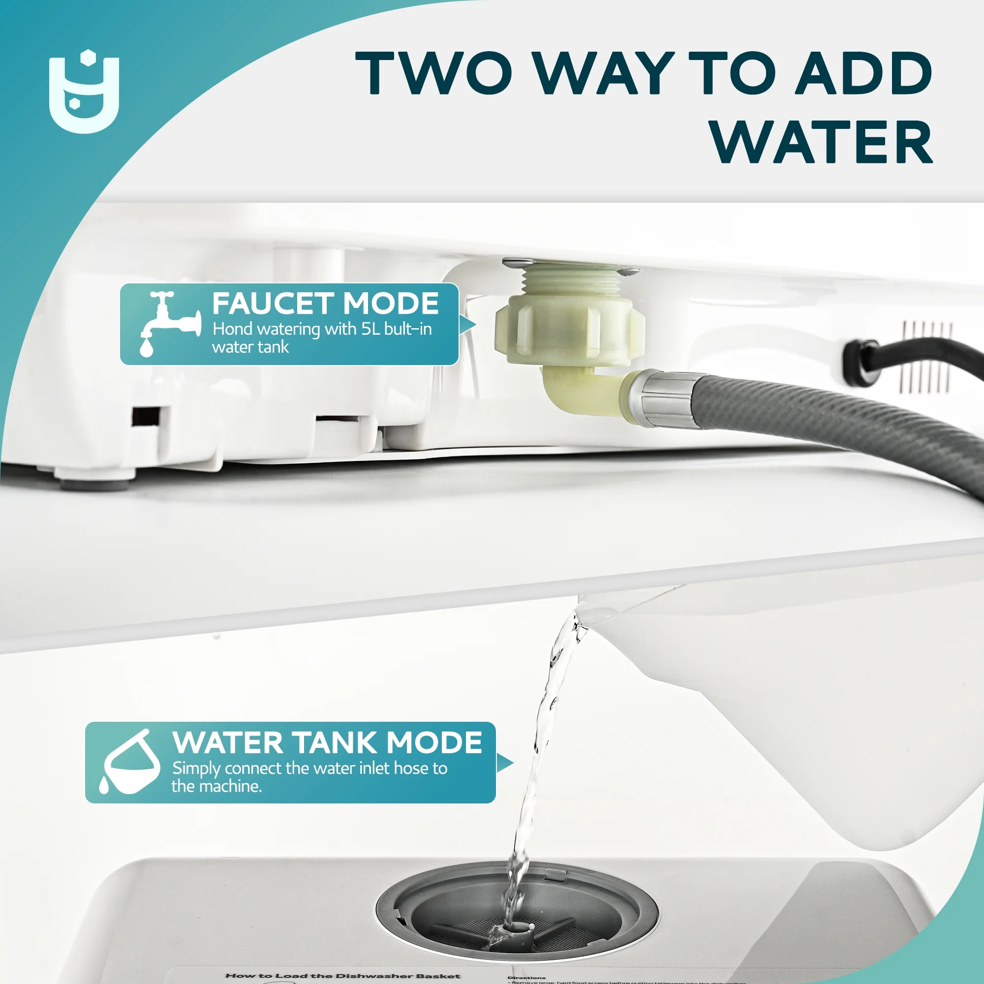 EUHOMY Portable Countertop Dishwashers with 5-Liter Built-in Water Tank and Air-Dry Function - Image 3