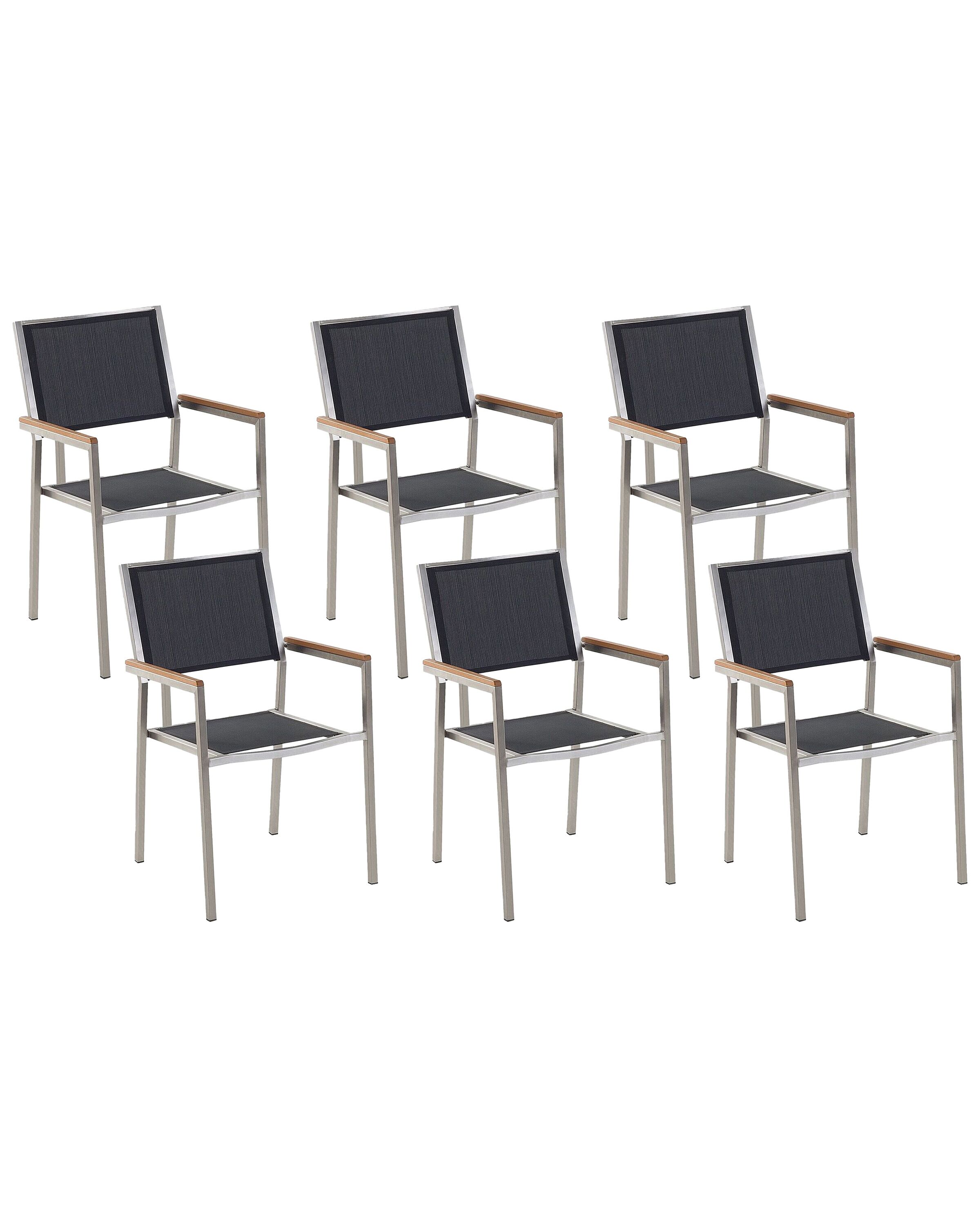 Set of 6 Garden Chairs GROSSETO Stainless Steel Black