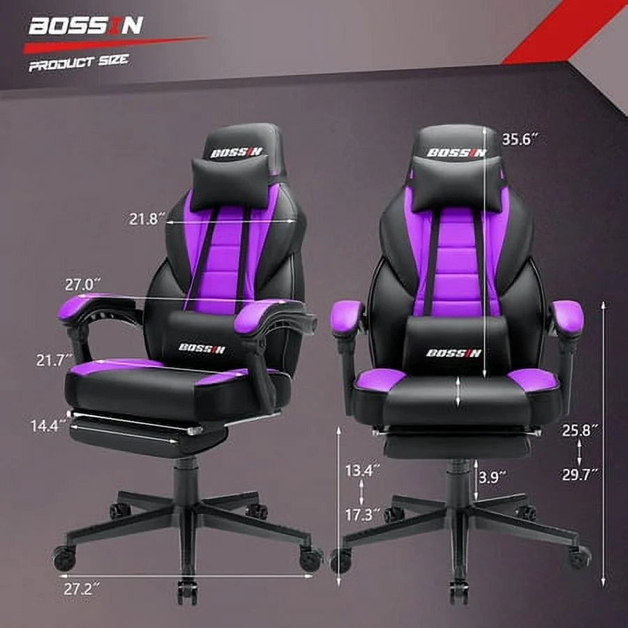 Bossin Gaming Chairs with Footrest,2022 Leather Game Chair for Adults,Big and Tall Gamer Chair with Headrest and Lumbar Support - Image 10