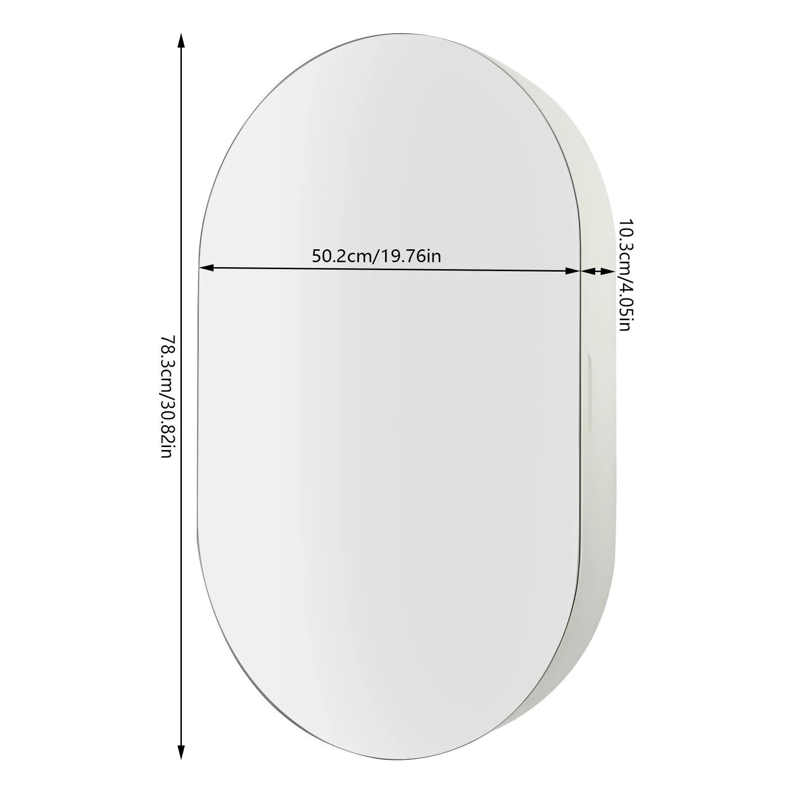 Fichiouy Bathroom Mirror Cabinet Oval Wall Mounted Cabinet Storage Cabinet with Mirror for Bathroom 19.76