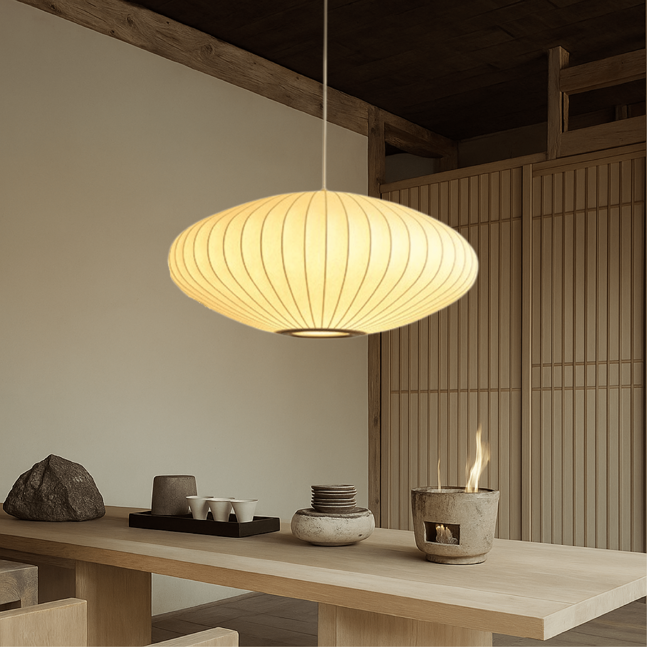 Italiaanse Hanglamp van Zijde met LED – Verstelbare Hoogte voor Eettafel en Woonkamer Verlichting