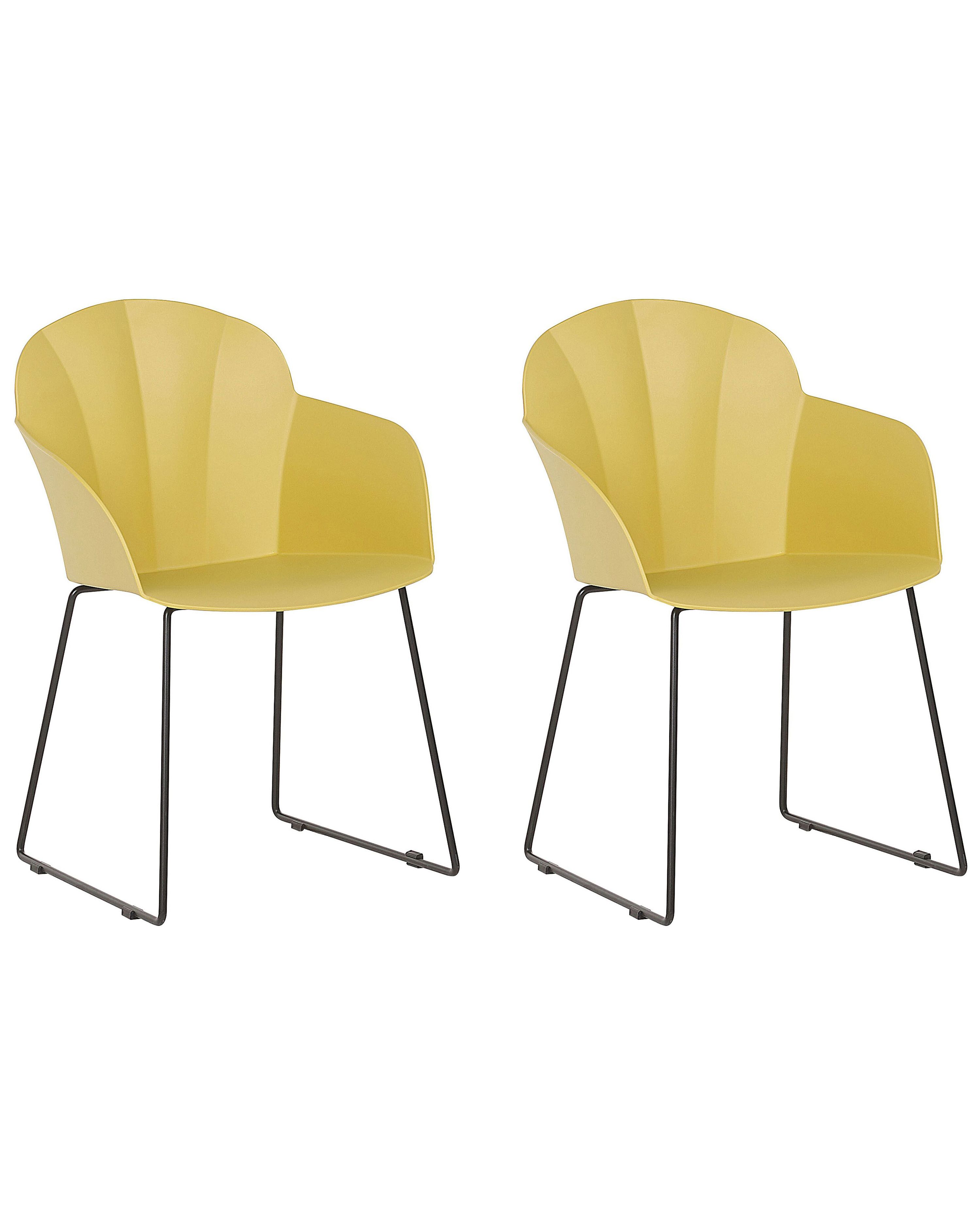 Set of 2 Dining Chairs SYLVA Yellow