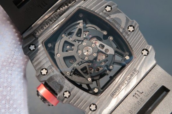 Replica Richard Mille RM035 Rafael Nadal Forge Carbon Titanium Case KVF Skeleton Dial Red Black Rubber Strap MIYOTA8215 - Top club