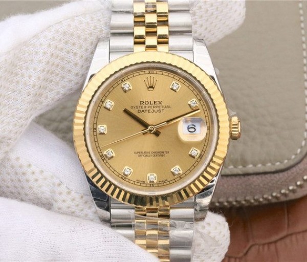 Replica Rolex DateJust 41mm 126333 Noob YG Wrapped YG Dial Diamonds Markers SS/YG Bracelet A3235 - Elite Watch Atelier