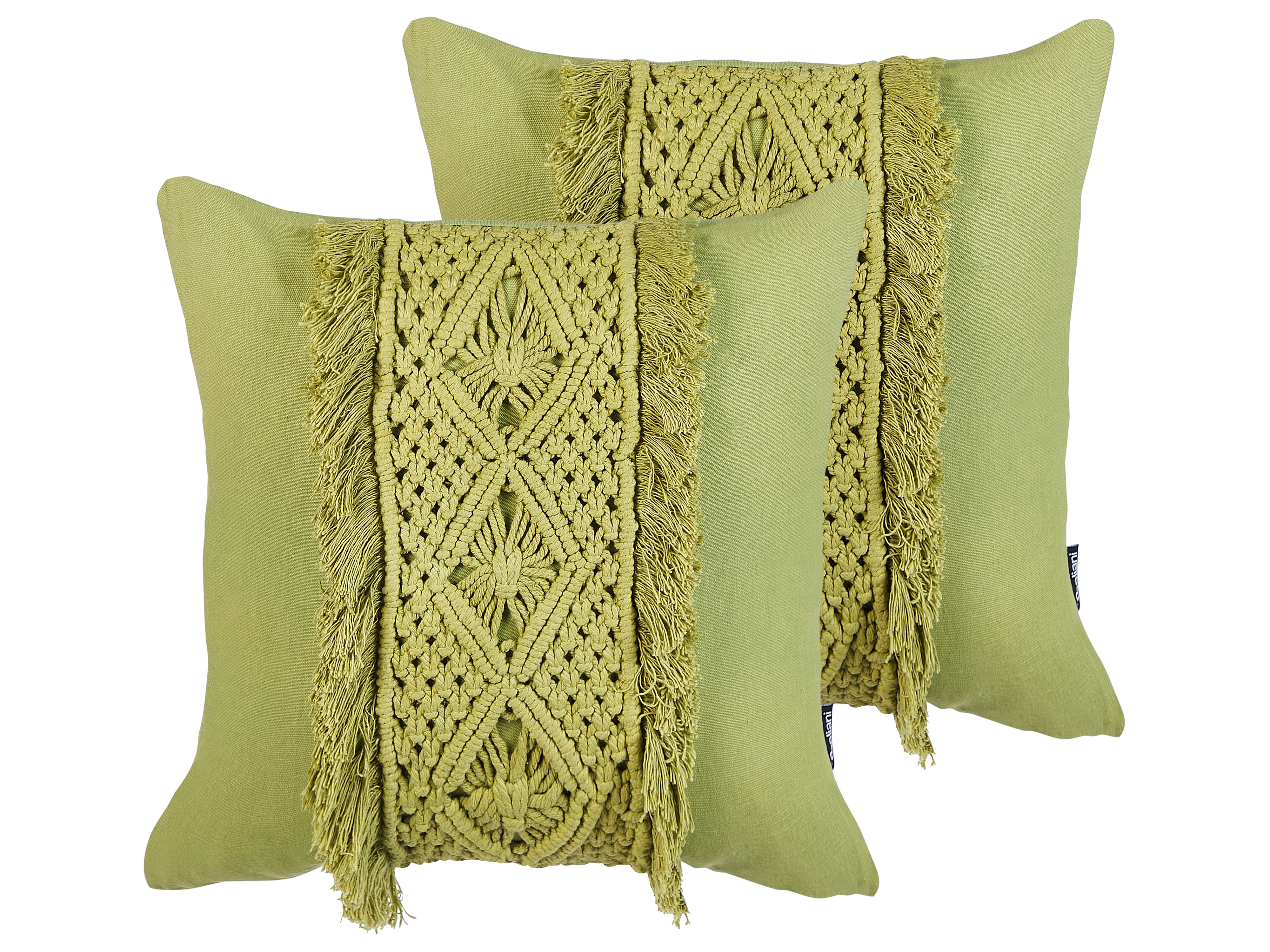 Set of 2 Decorative Cushions KALAM Cotton 45 x 45 cm Green Geometric Pattern
