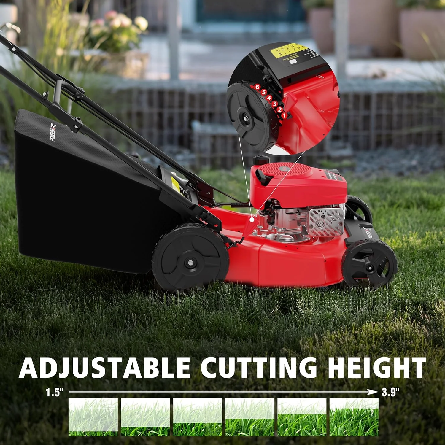 PowerSmart 21 in 2-in-1 Push Lawn Mower With 144cc Engine - 6-Position Height Adjustment - Image 3 PowerSmart 21 in 2-in-1 Push Lawn Mower With 144cc Engine - 6-Position Height Adjustment - Image 3