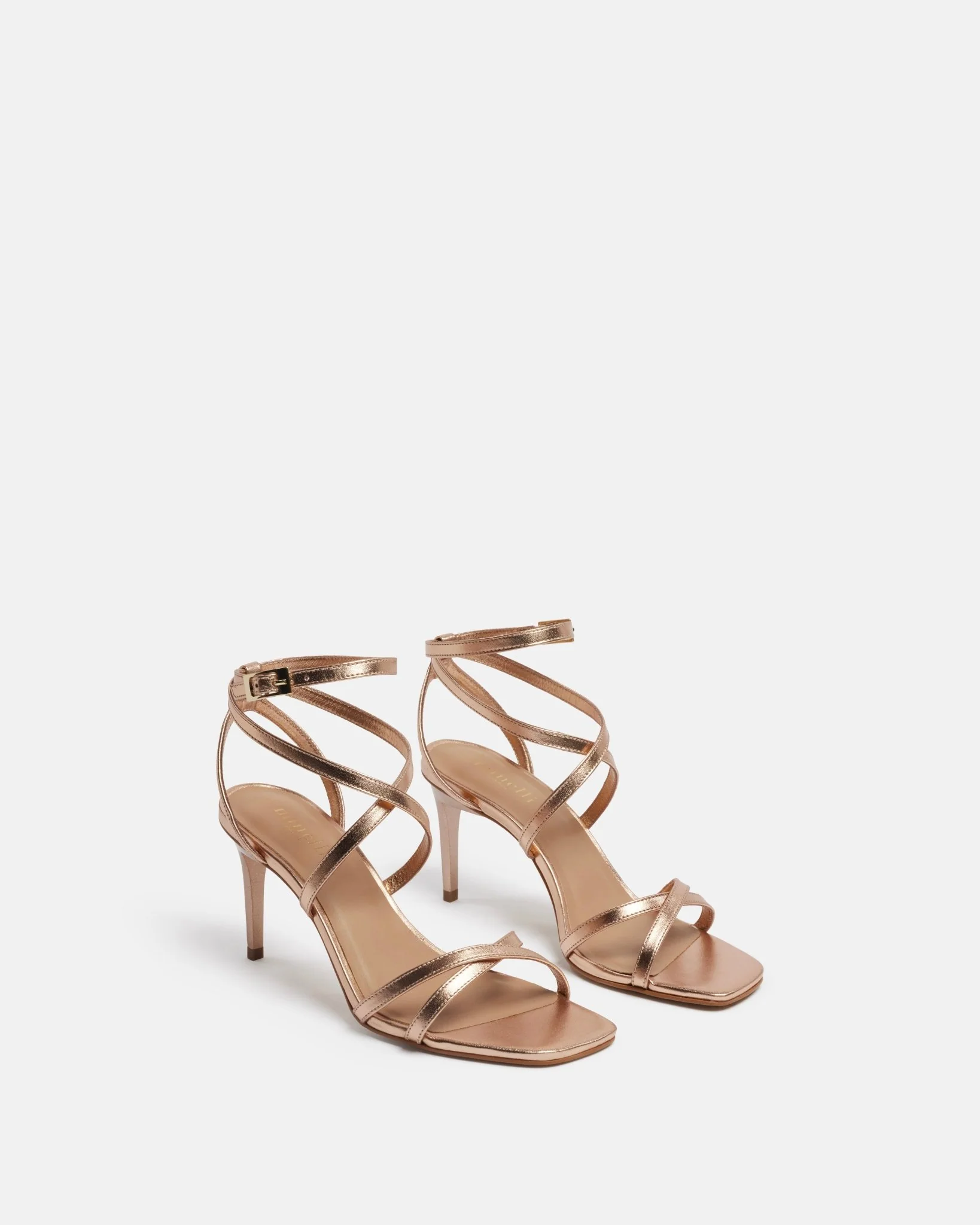 SANDALES KALYOU/MET - En cuir métallisé à talons blush