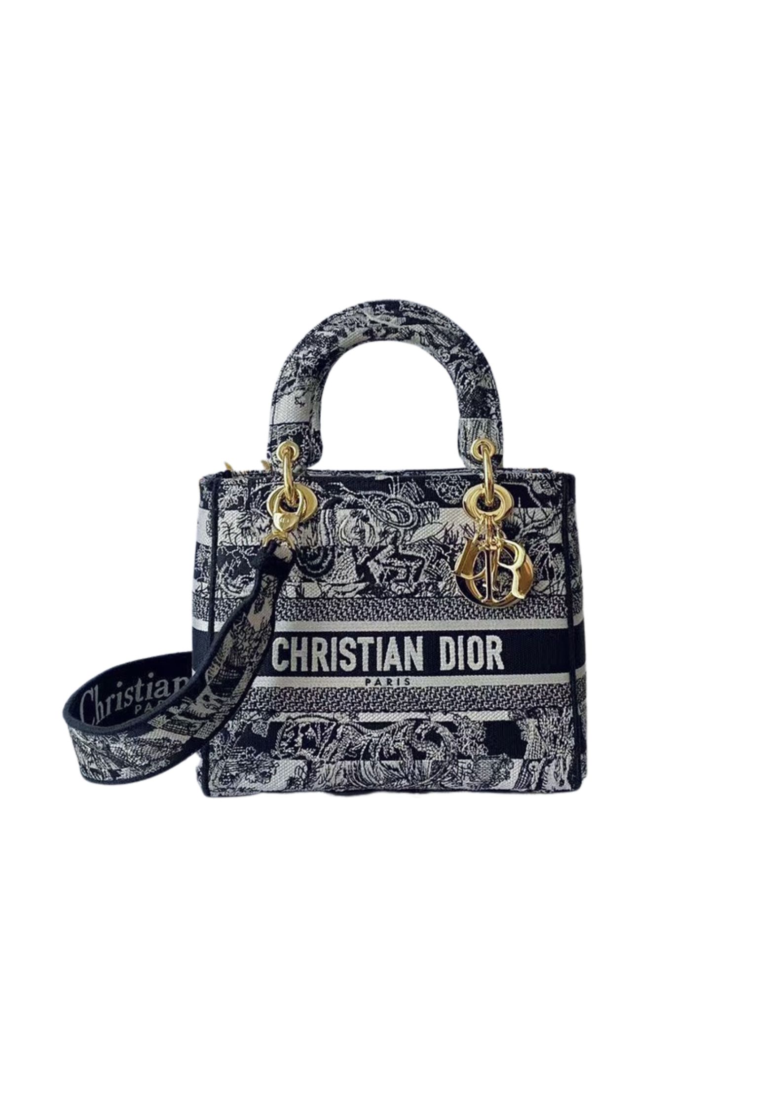 Medium Lady D-Lite Bag Black For Women 9.5in/ 24cm1:1High-quality replica