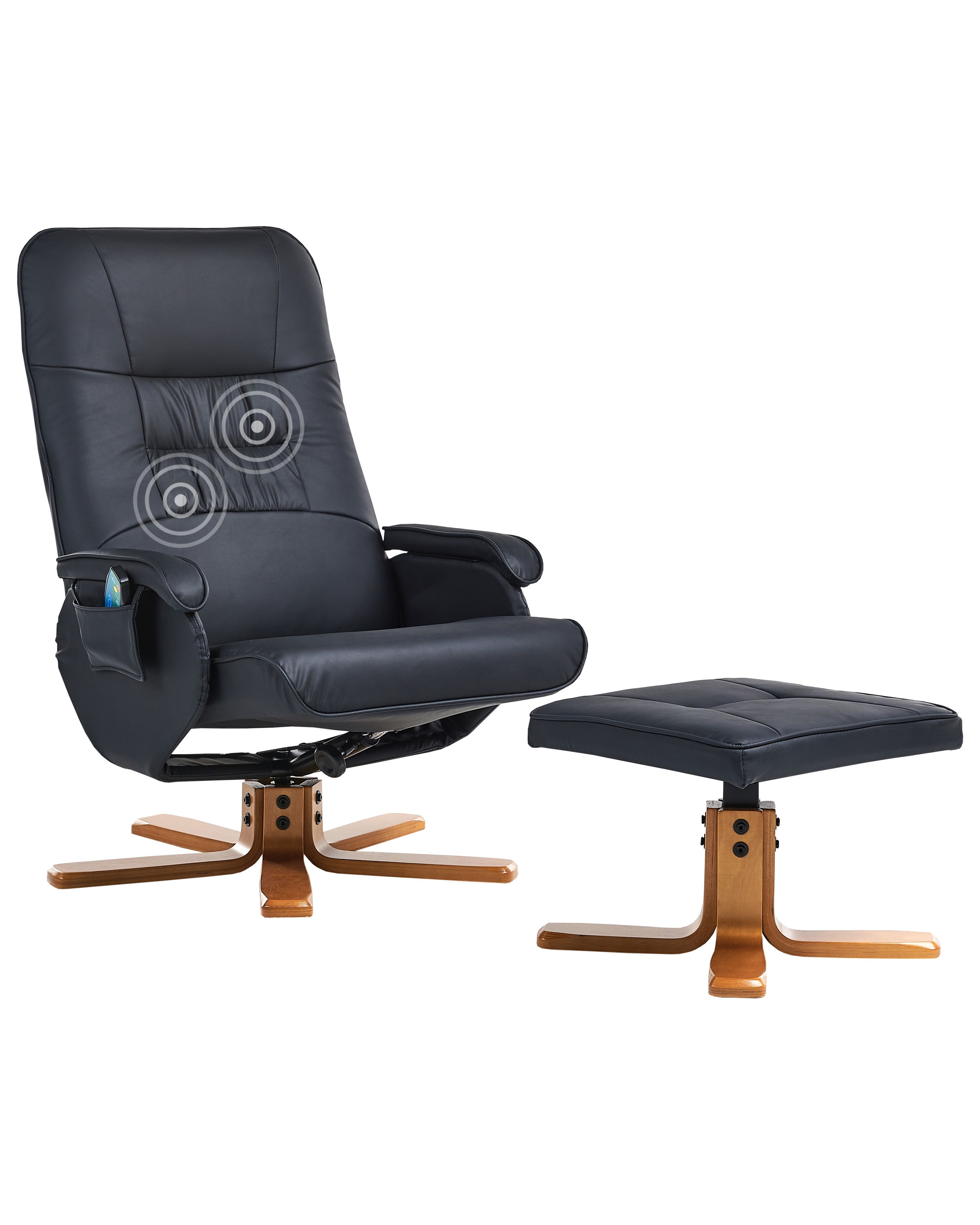 Massage Chair RELAXPRO with Footstool Faux Leather Black