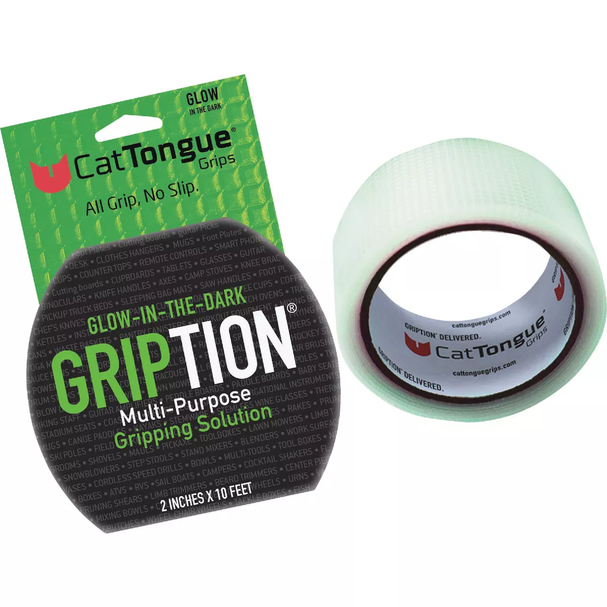 CatTongue Grips 2 In. x 10 Ft. Glow-In-The-Dark Non-Abrasive Anti-Slip Roll