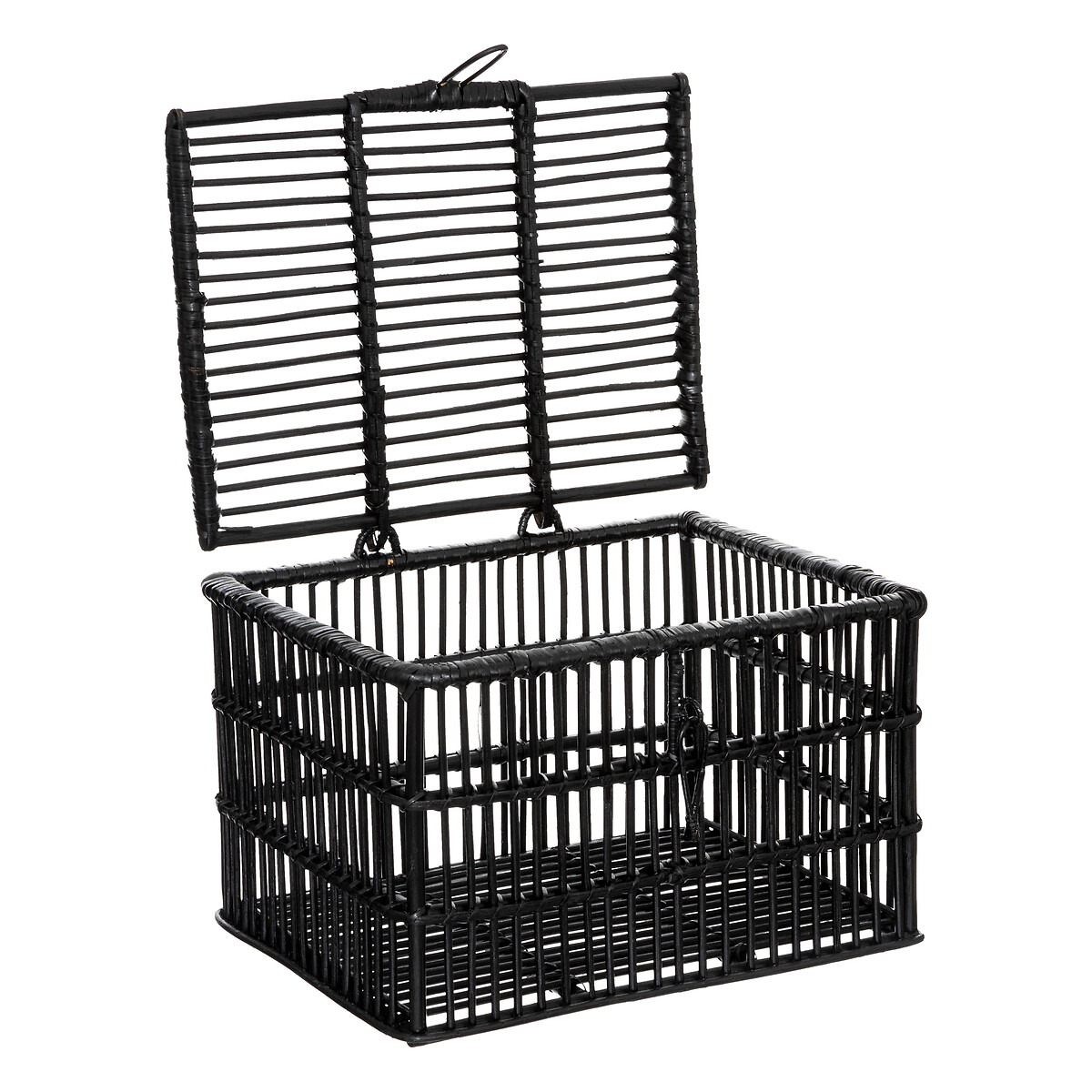 Set of 3 trunks Rattan, black