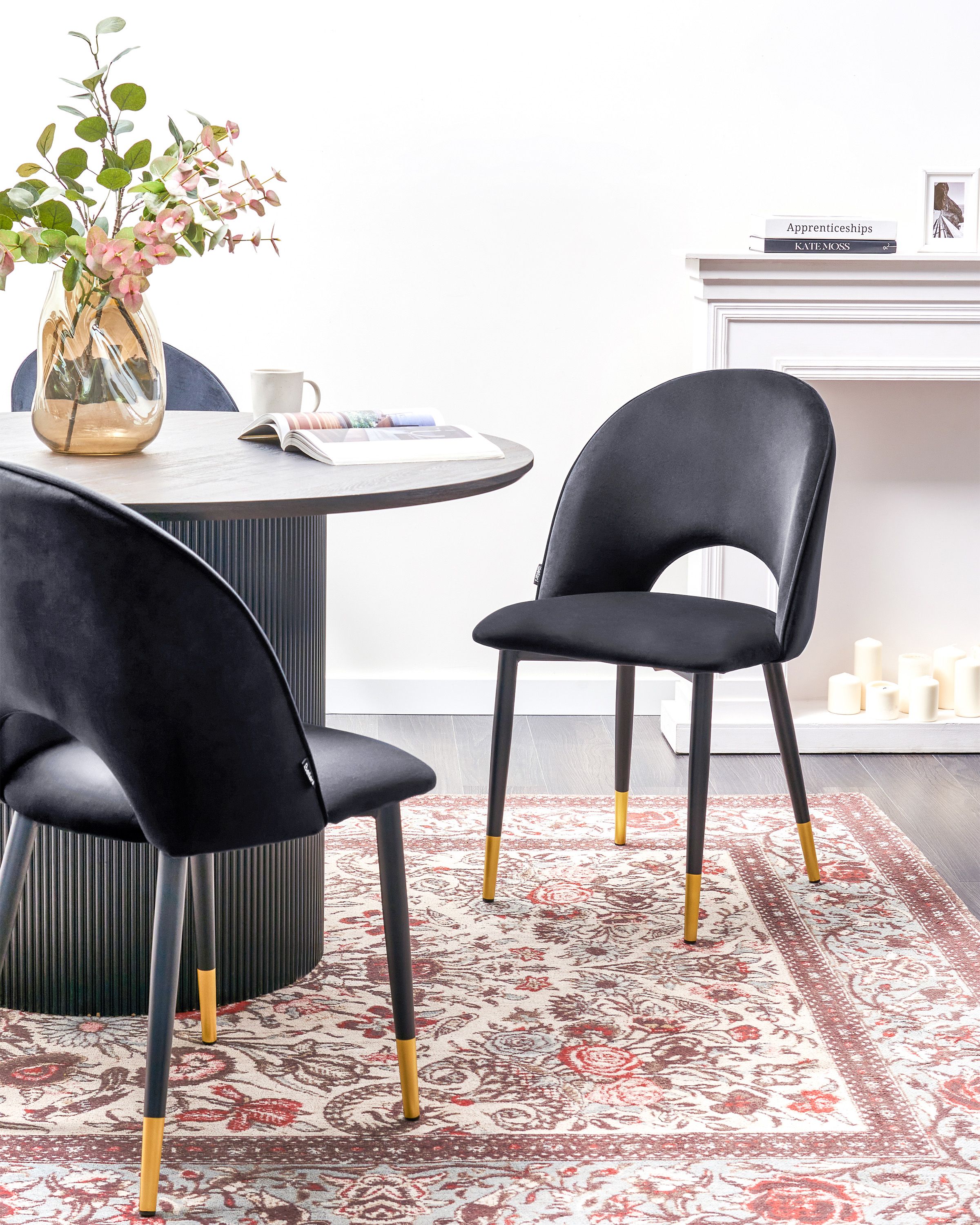 Set of 2 Dining Chairs MAGALIA Velvet Black