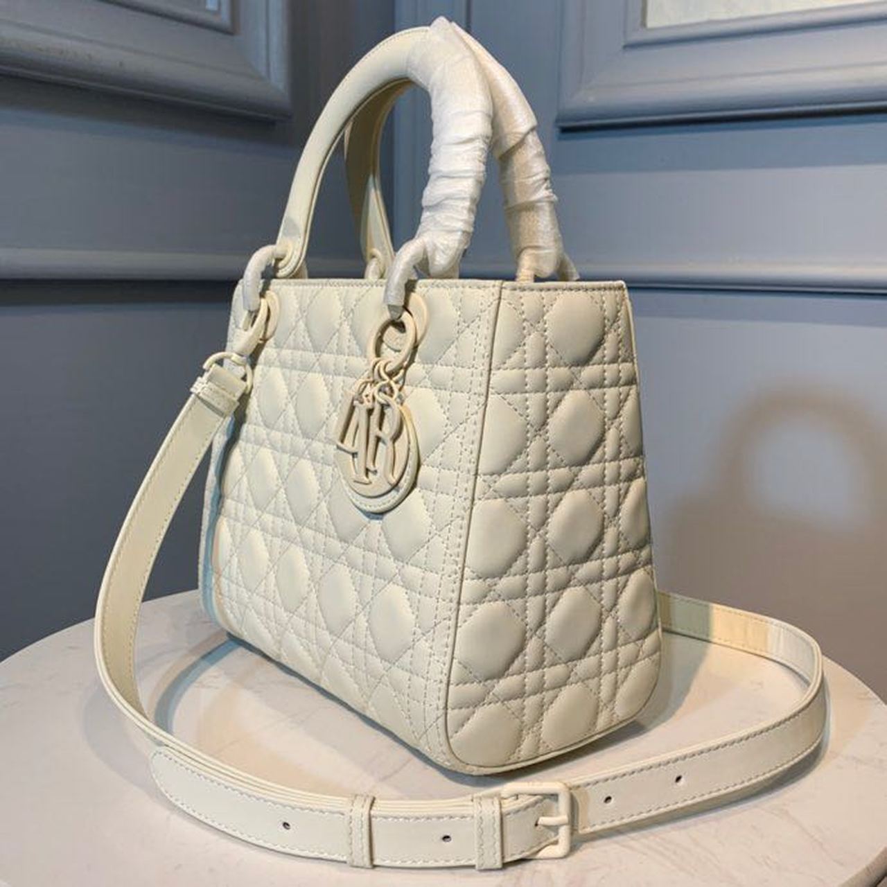 Christian Dior Medium Lady Dior Bag White For Women 9.5in/24cm CD1:1High-quality replica