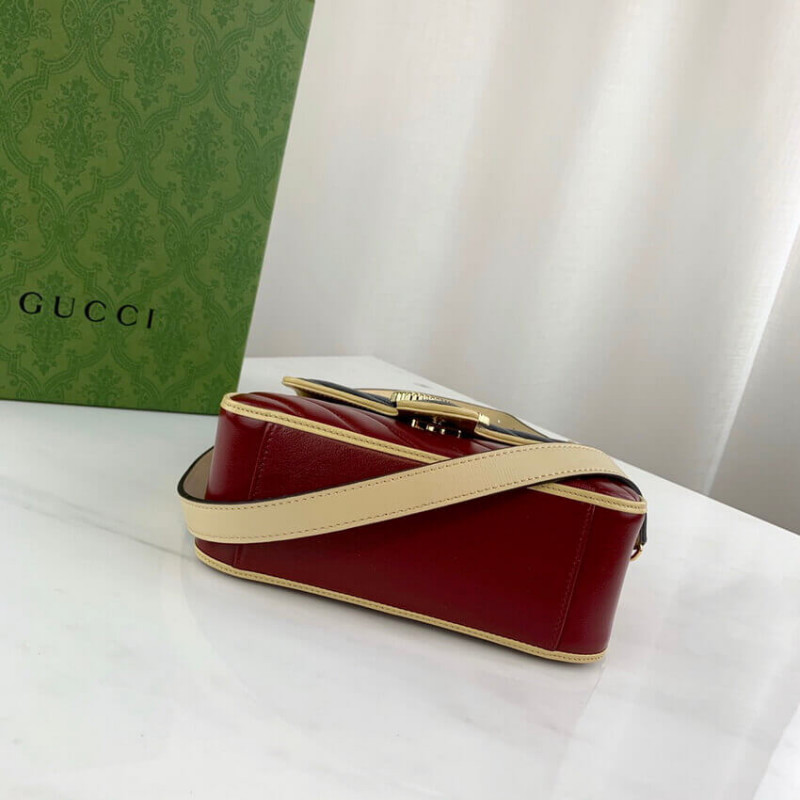 Replica Gucci Gg Marmont Mini Bag 583571 Blue And Red Leather1:1High-quality replica