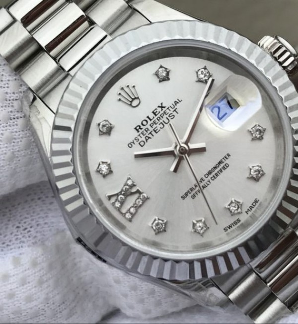 Replica Rolex DateJust 28mm Fluted Bezel White Dial Diamonds Rome Markers Bracelet A2236 - Top club