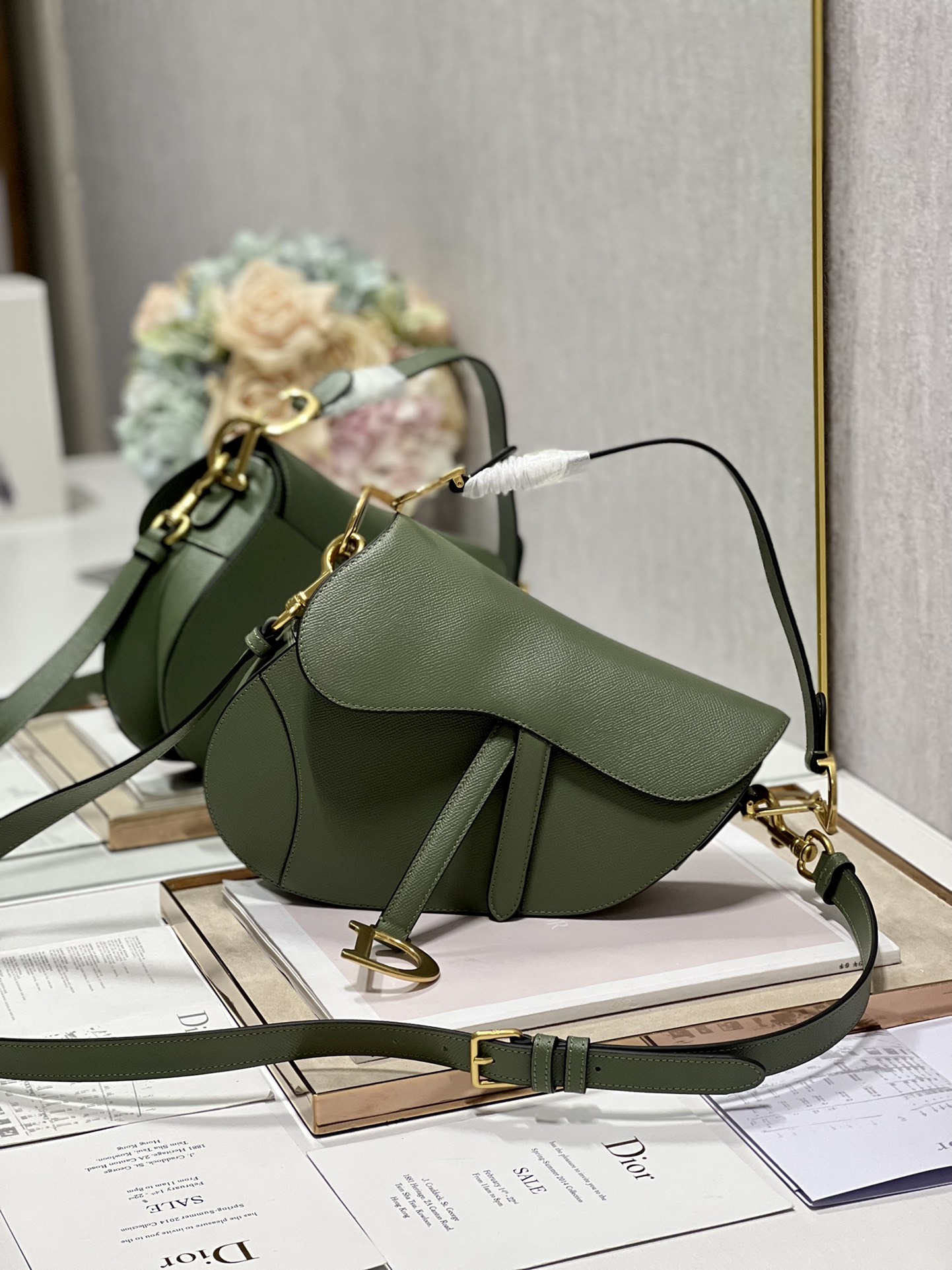 Saddle Bag With Strap Black/White/Green/Light Blue/Brown For Women 10in/25.5cm M0455CBAA_M9001:1High-quality replica
