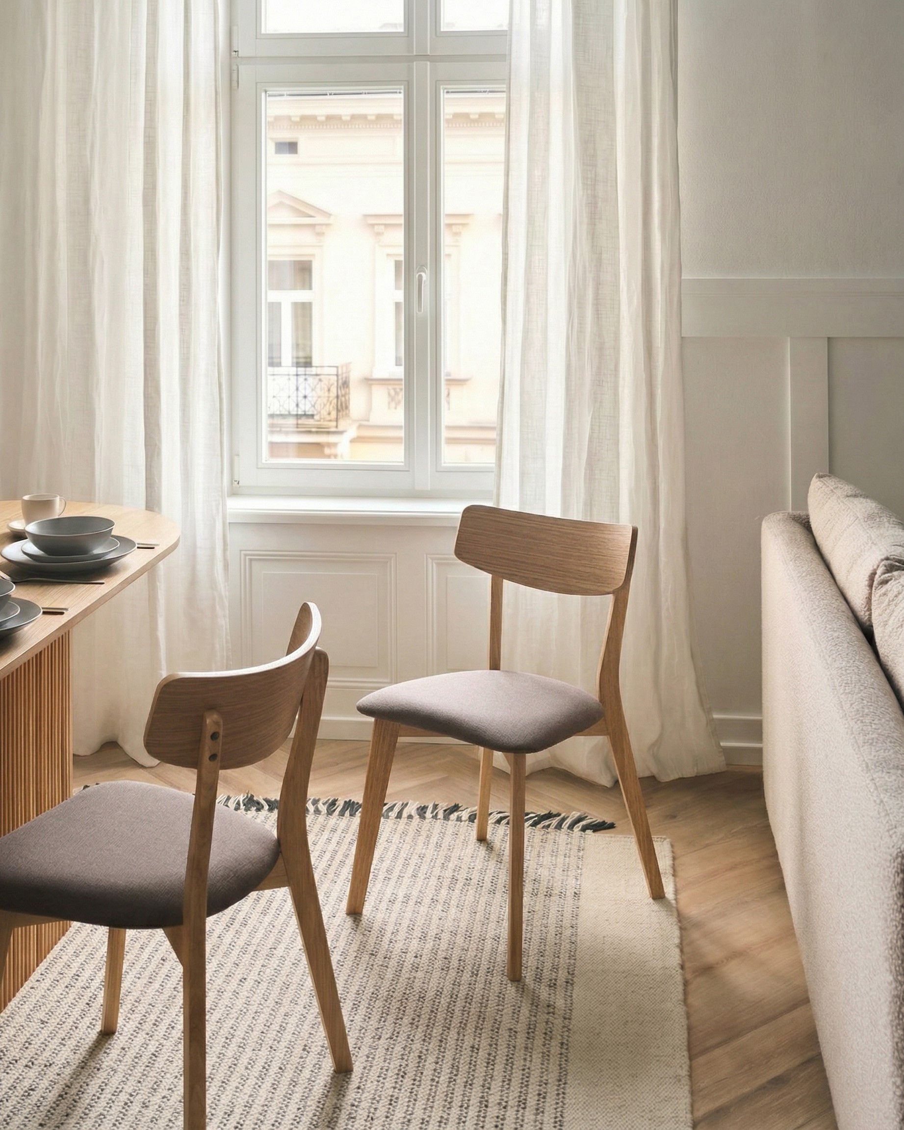 Set of 2 Dining Chairs HOPE Wood Light Brown/ Brown
