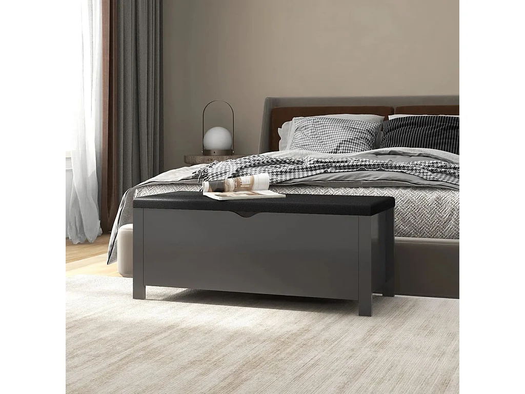 Boîte de rangement et coussin Gris 105x40x45 cm Bois ingénierie