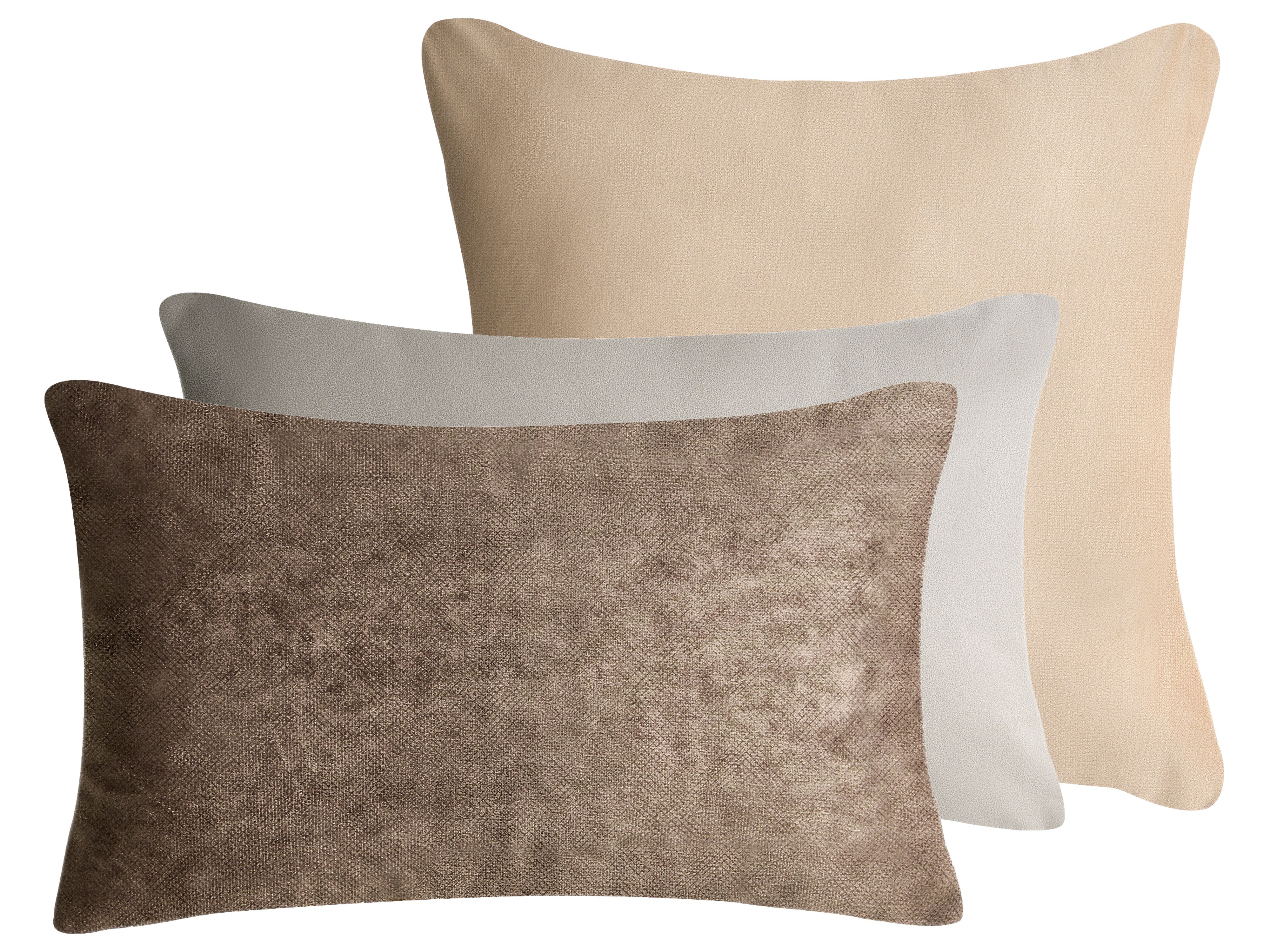Set of 3 Decorative Cushions VATICA Velvet 30 x 50 cm 45 x 45 cm Multicolour Solid