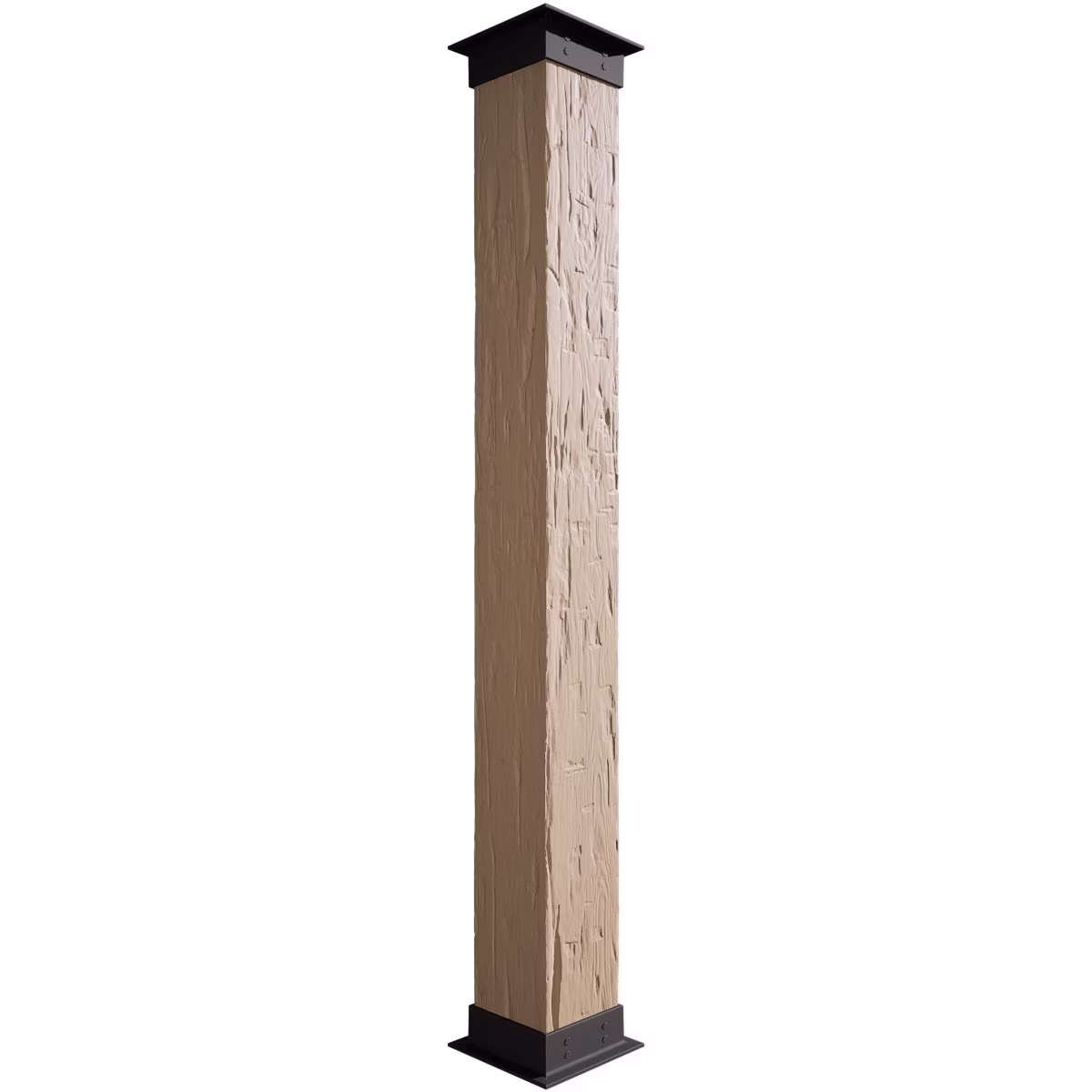 Ekena Millwork 6"W x 5'H Sand Blasted Endurathane Faux Wood Non-Tapered Square Column Wrap with Faux Iron Capital & Base - Image 7