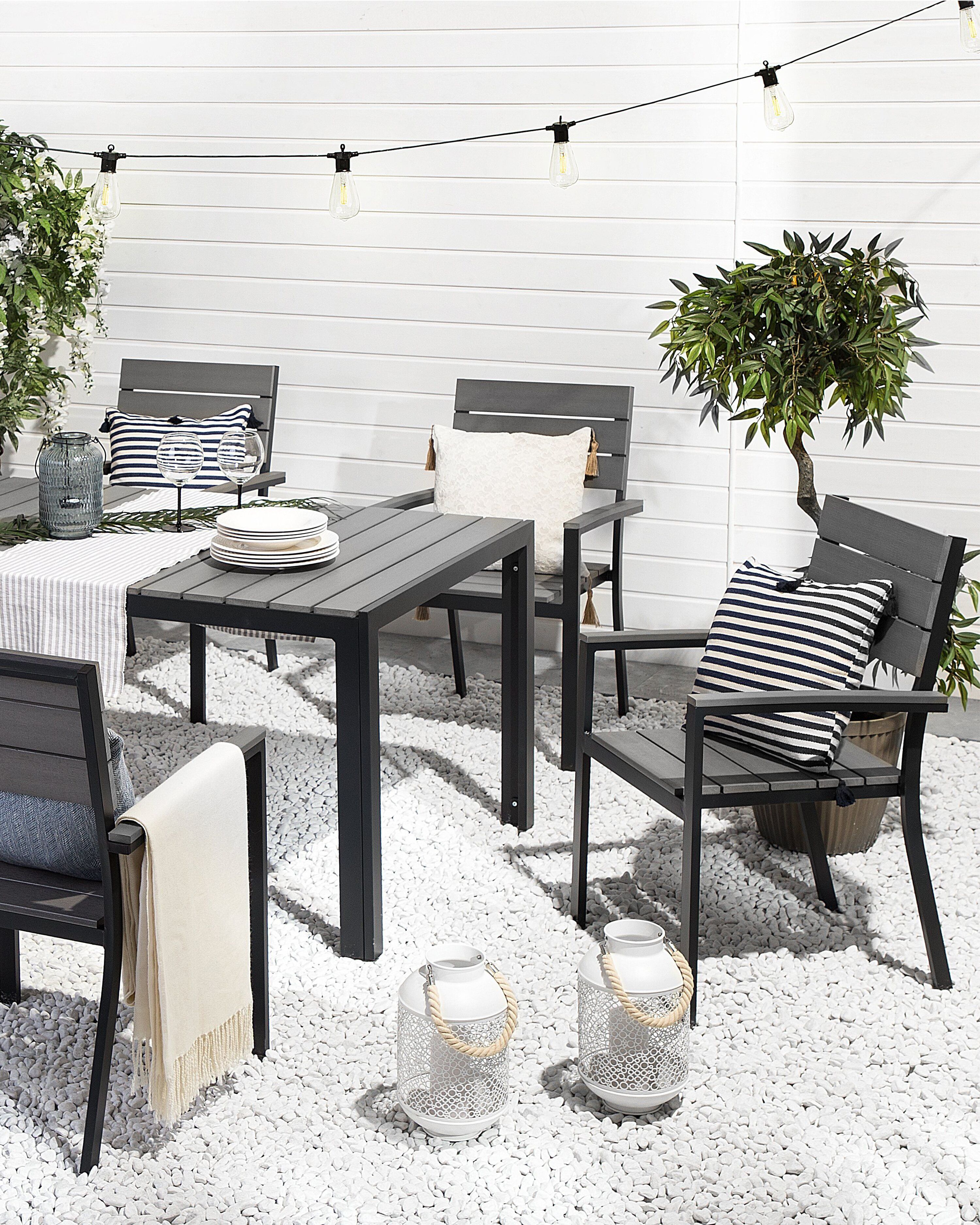 Set of 6 Garden Chairs COMO Grey
