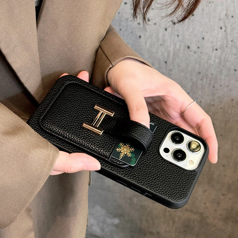H Card Holder Leather iPhone Case - Wholesale & Influencer