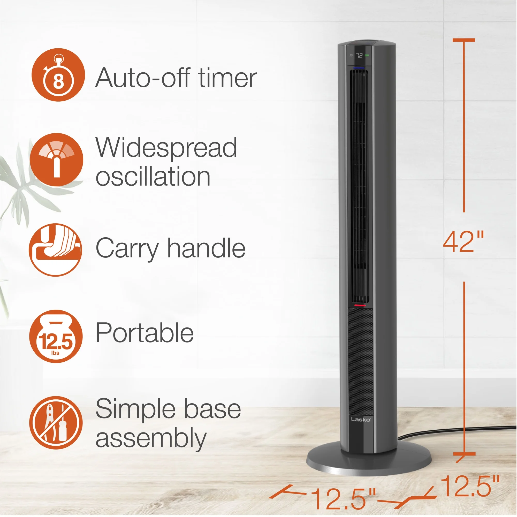 Lasko 42" 1500W All Season Tower Fan & Space Heater with Timer and Remote, White, FH500 - Image 37