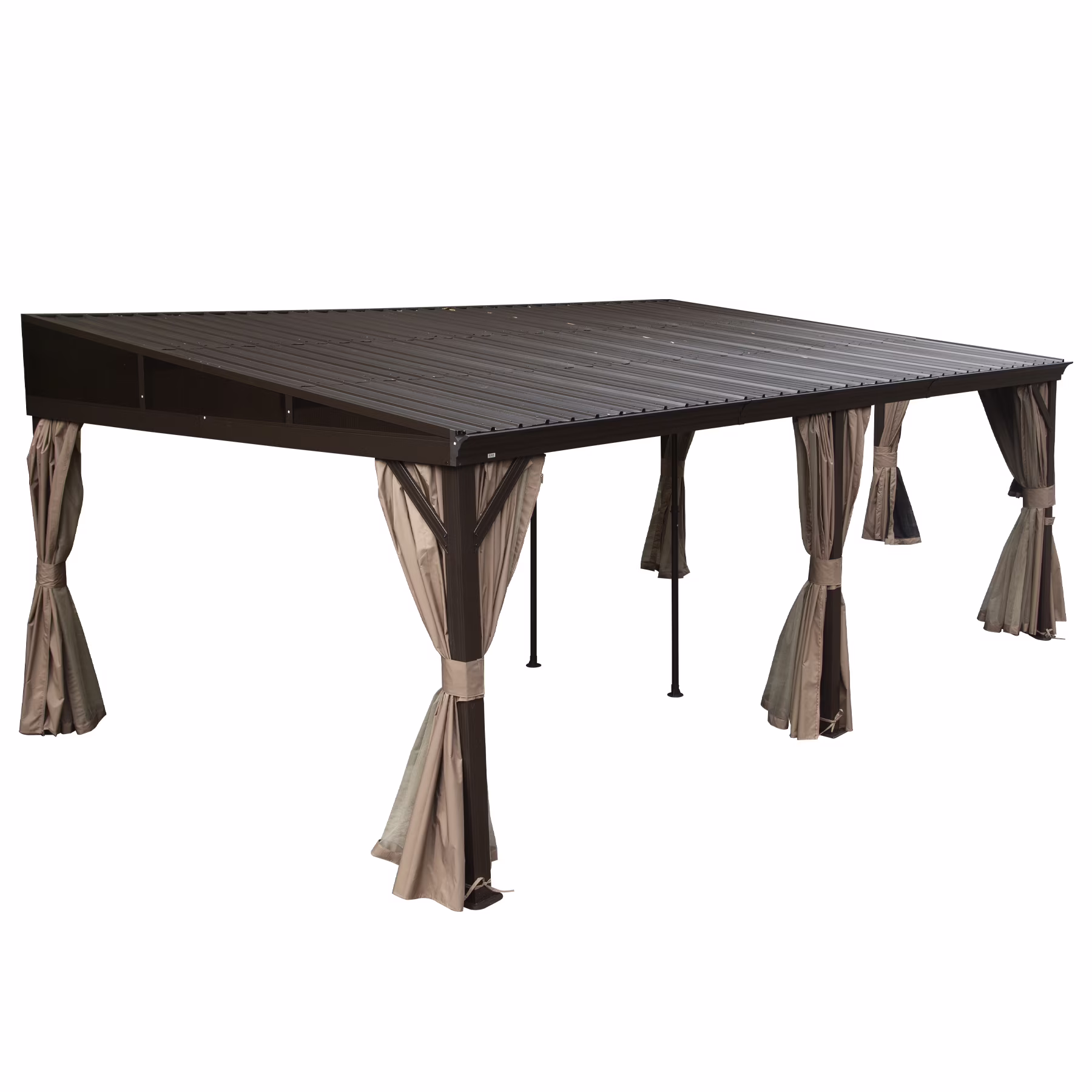 TOTAL Outdoor 10'x12' All-Season Sunroom Gazebo with Steel Roof, PVC Screen, Front & Side Door, Brown - Image 13