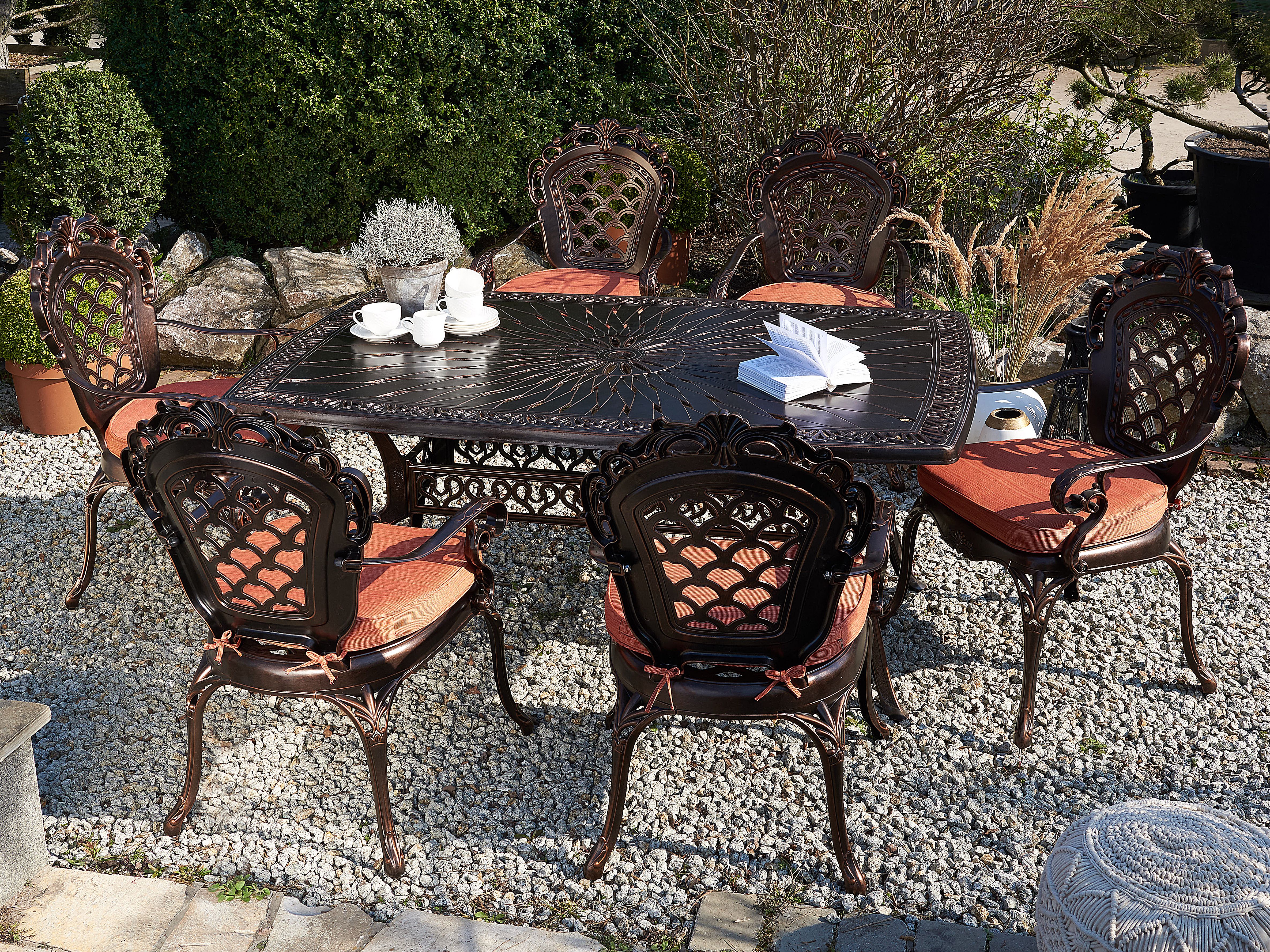 Garden Dining Table LIZZANO 165 cm 102 cm Metal Dark Brown