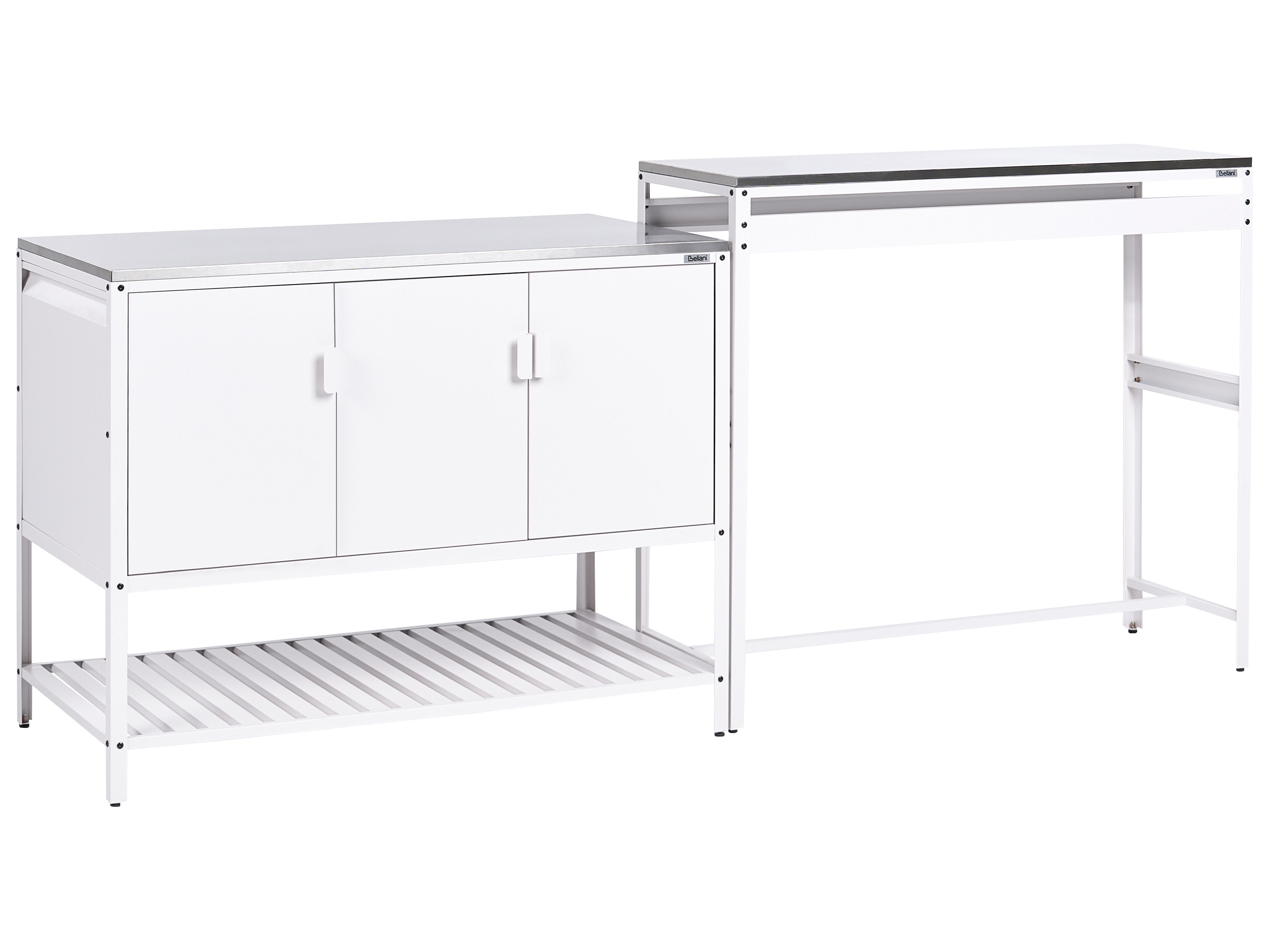 2 Piece Outdoor Kitchen Set with Bar Table MAENZA Metal White