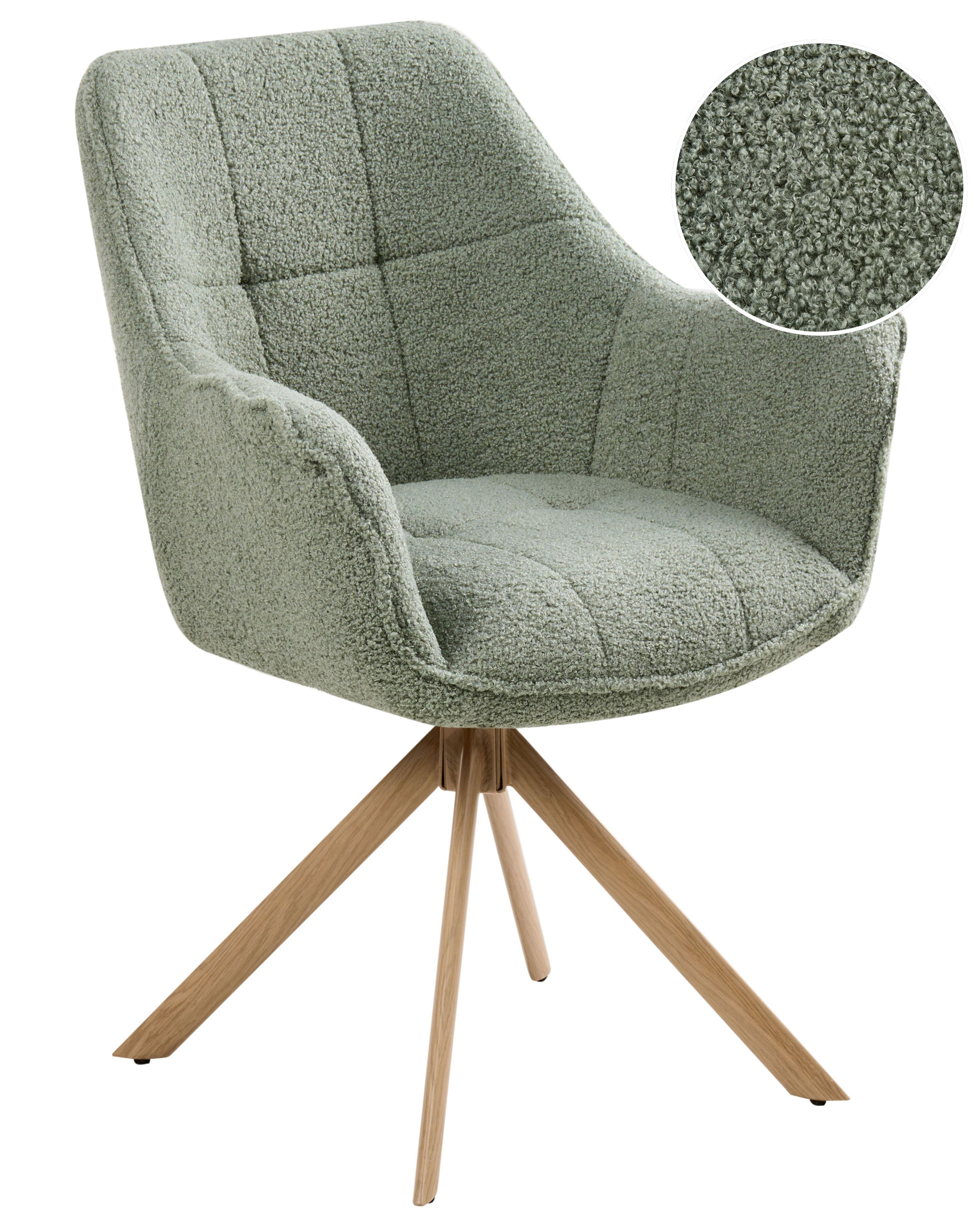 Dining Chair Swivel HAYDEN Boucle Light Green