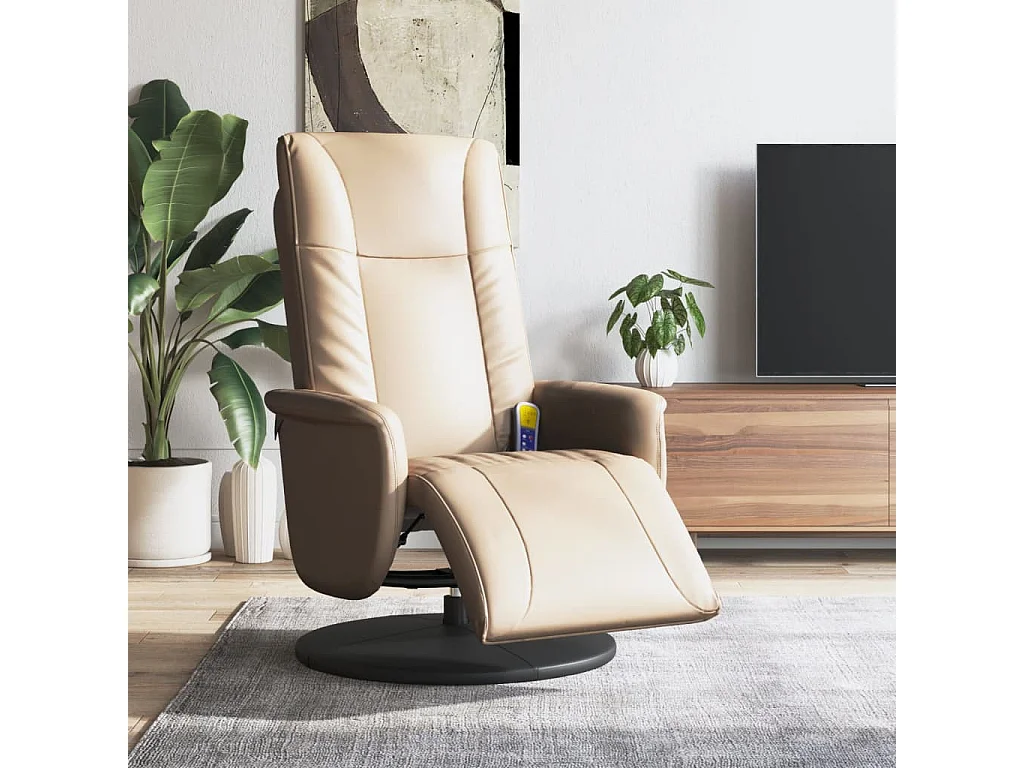 Fauteuil inclinable-Fauteuil de salon de massage repose-pieds cappuccino SHL4262