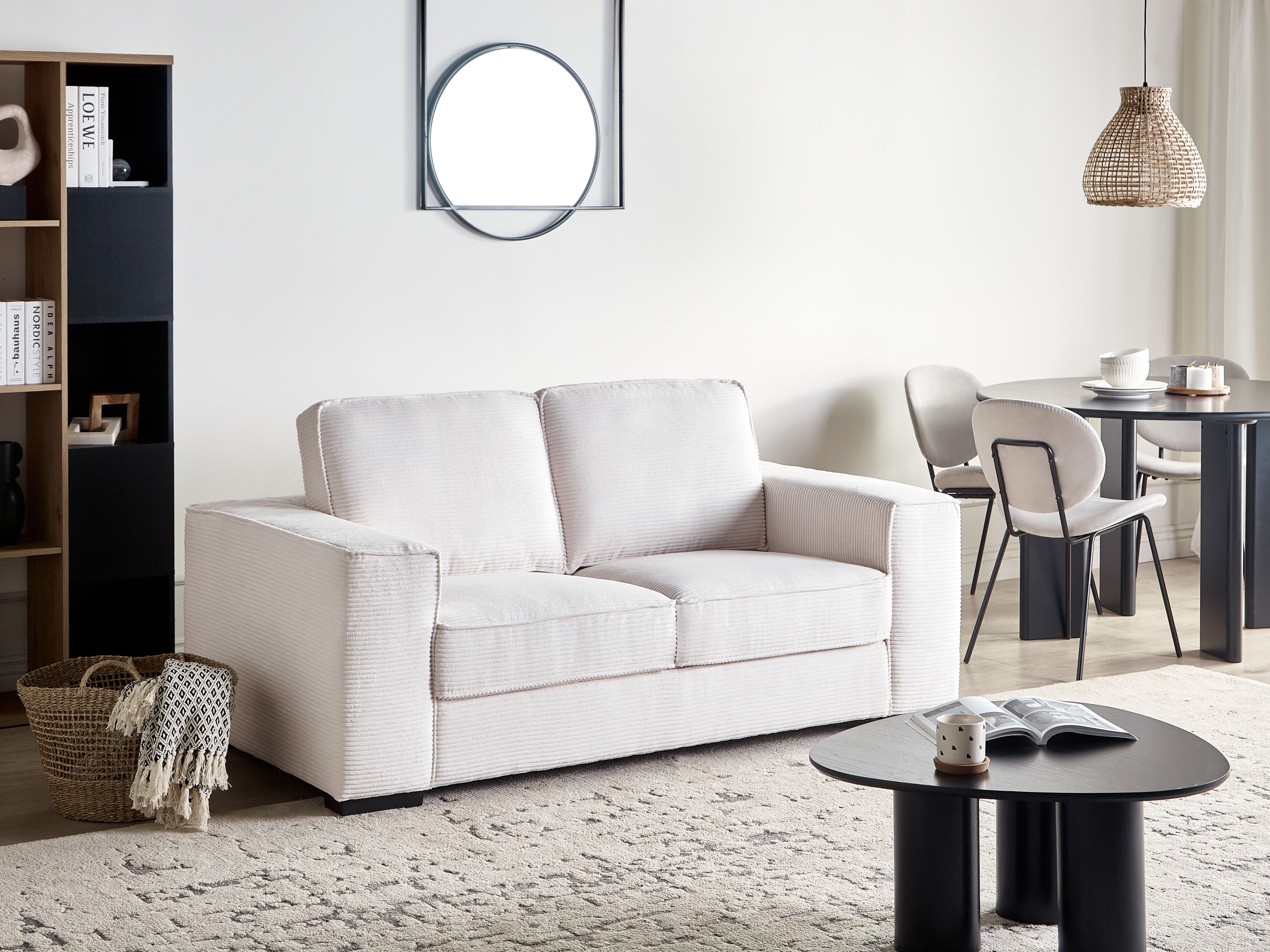 2 Seater VIKRAN Corduroy White