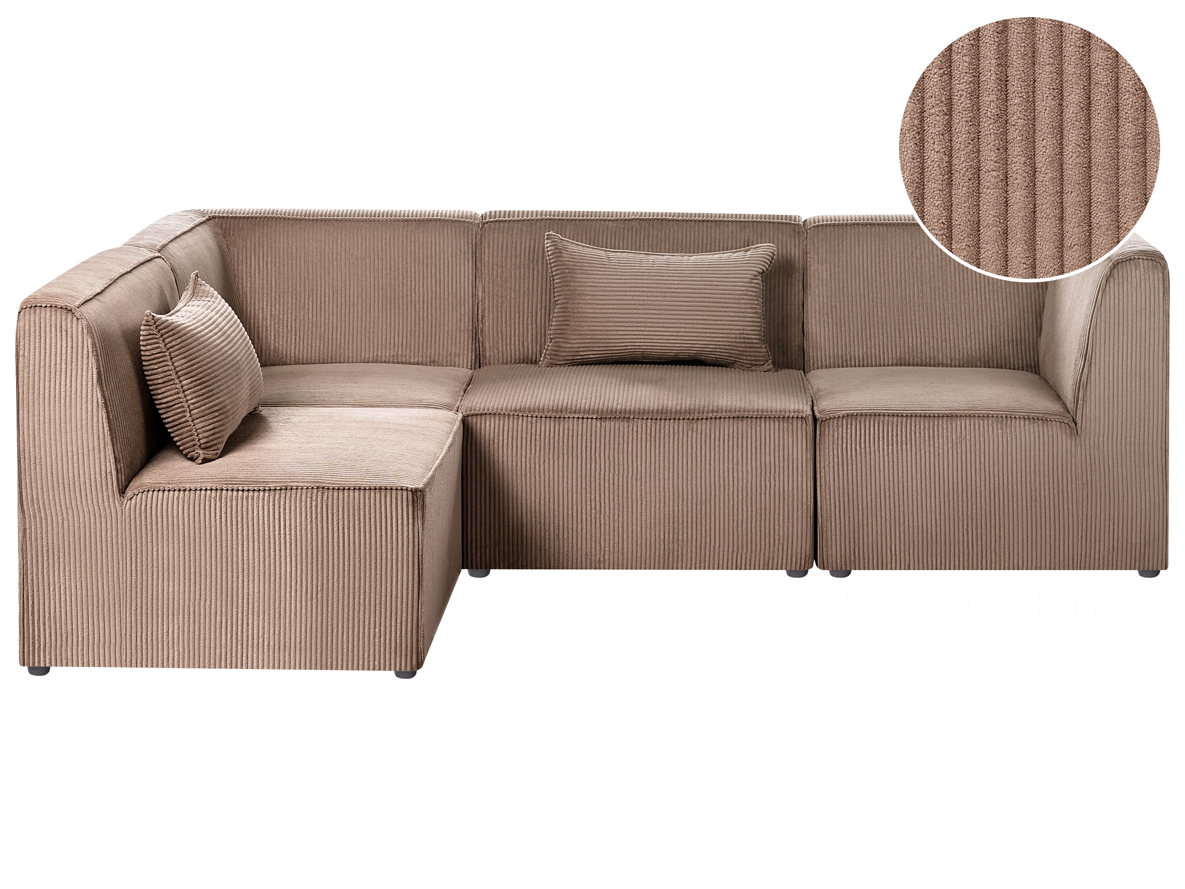 Modular Corner Sofa 4 Seater LEMVIG Corduroy Sand Beige Right Hand