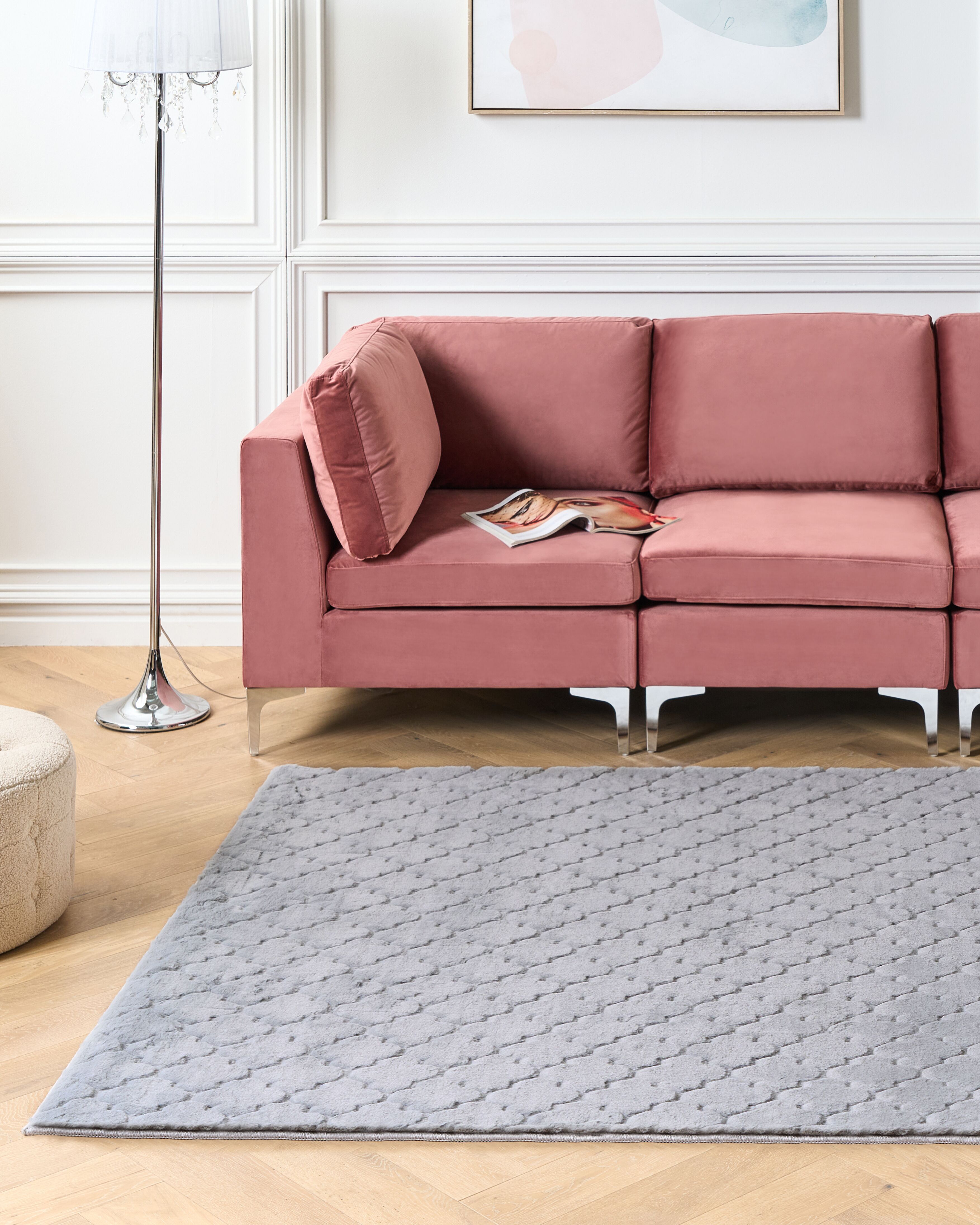 Faux Fur Rug GHARO Grey 160 x 230 cm