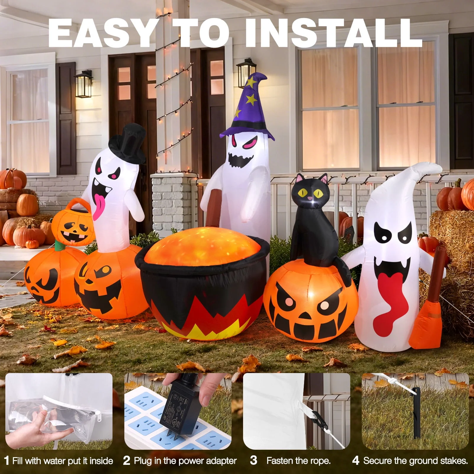 Ayieyill 8.5FT Halloween Inflatables Pumpkin Ghost Family with Built-in LED Lights, Halloween Blow up Yard Decorations - Image 6 Ayieyill 8.5FT Halloween Inflatables Pumpkin Ghost Family with Built-in LED Lights, Halloween Blow up Yard Decorations - Image 6