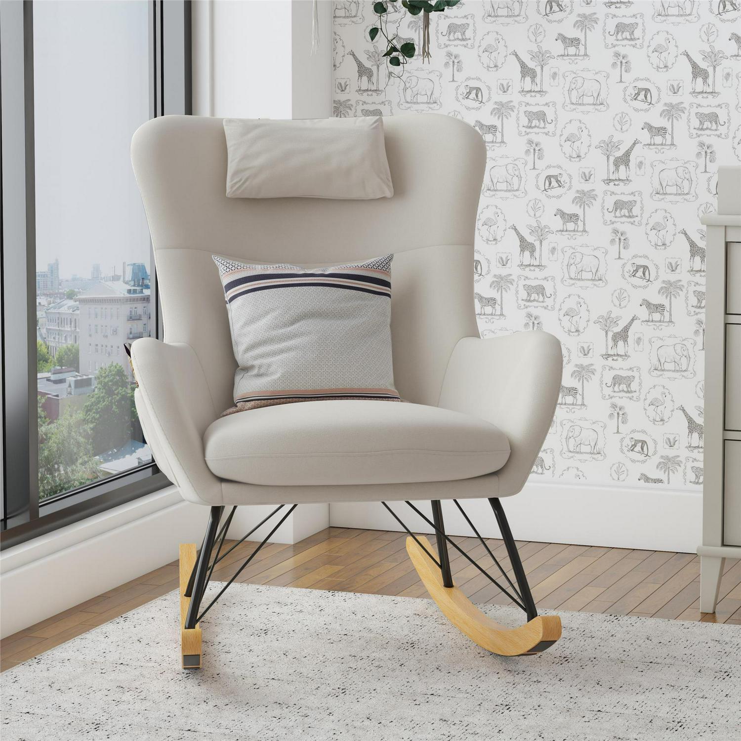 Baby Relax Robbie Rocker with Storage Pockets. Beige Linen