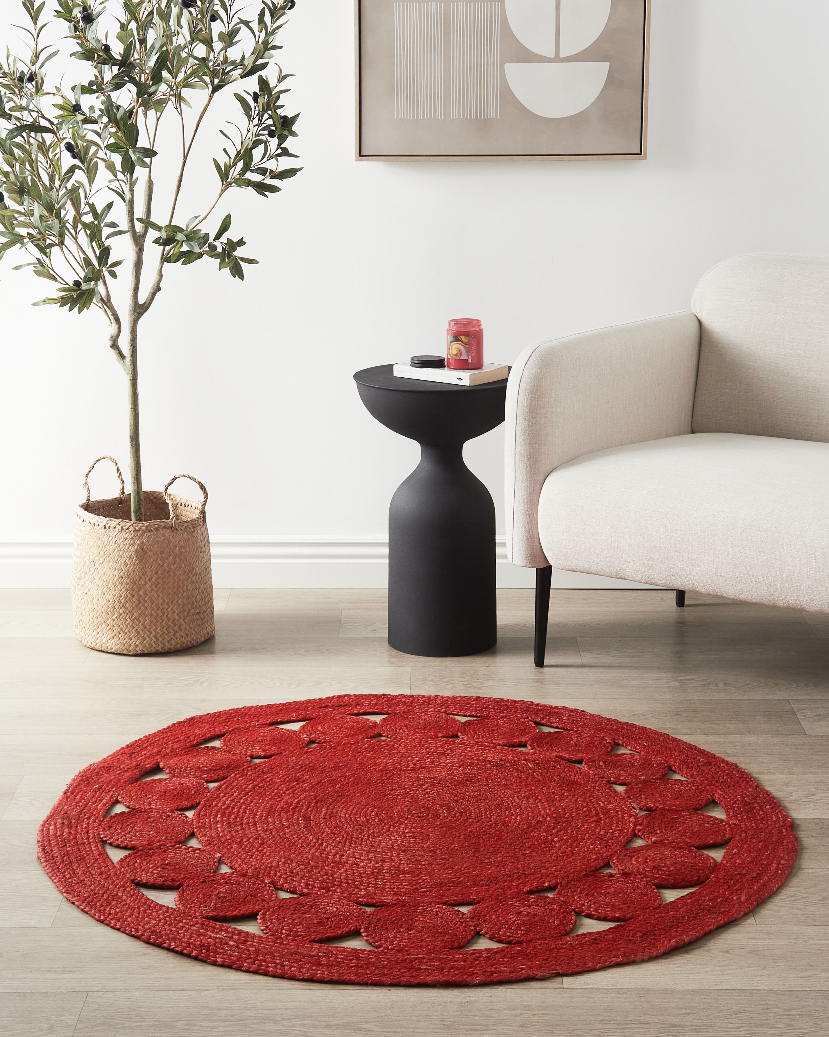 Rug KOYUNLU Red ø 120 cm Jute