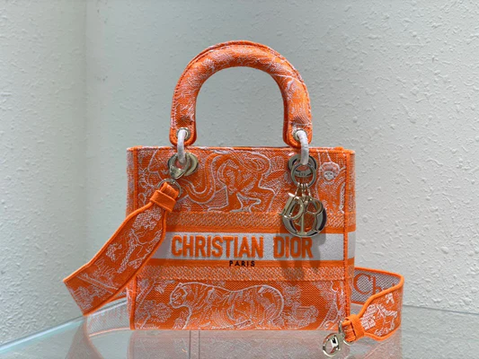 Christian Dior Medium Lady D-Lite Bag Orange, For Women, Women’s Handbags 24cm/9.5in CD M0565OROC_M0571:1High-quality replica