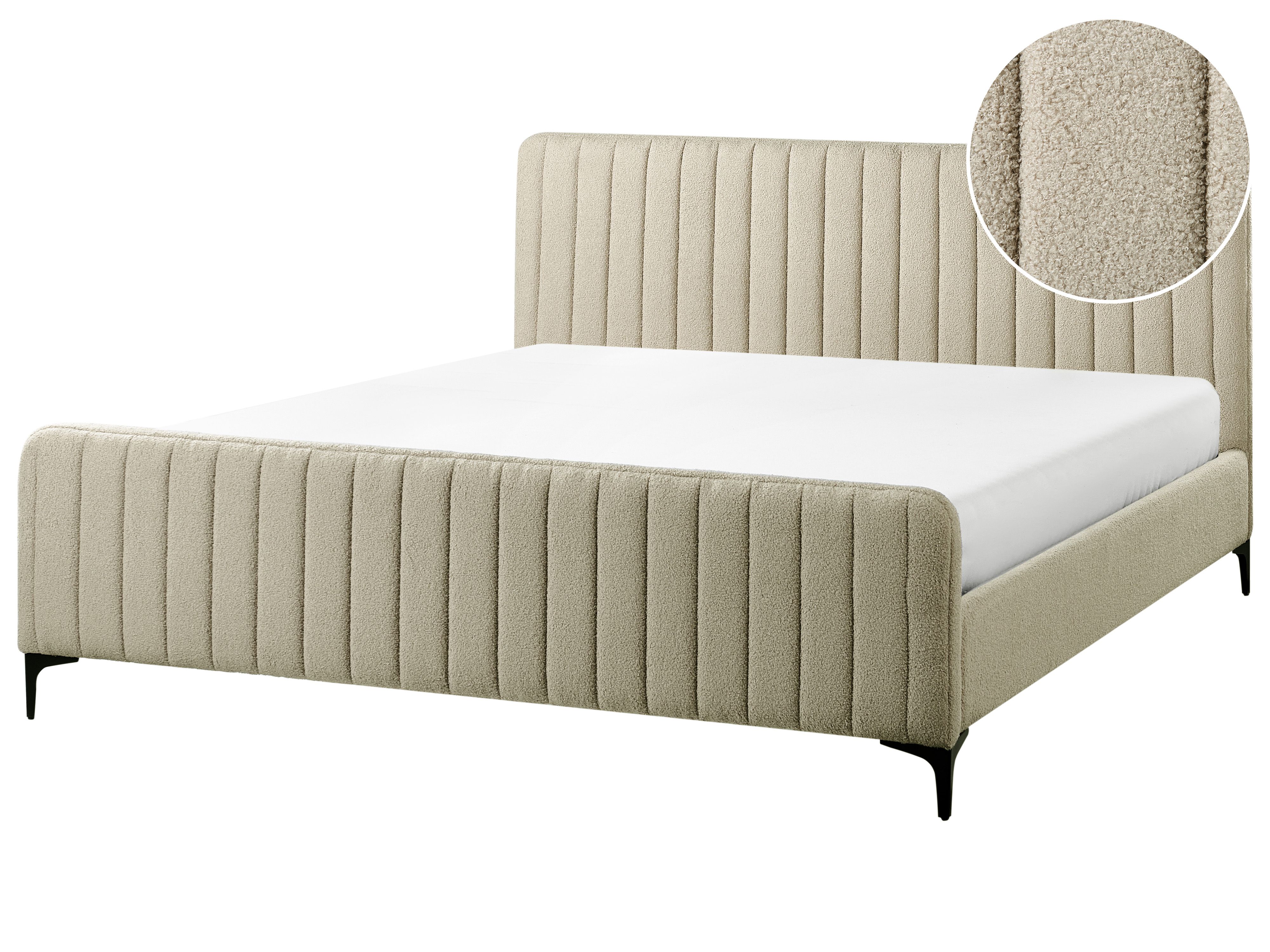 Bed Boucle LUNAN 180 x 200 cm (EU Super King) Beige
