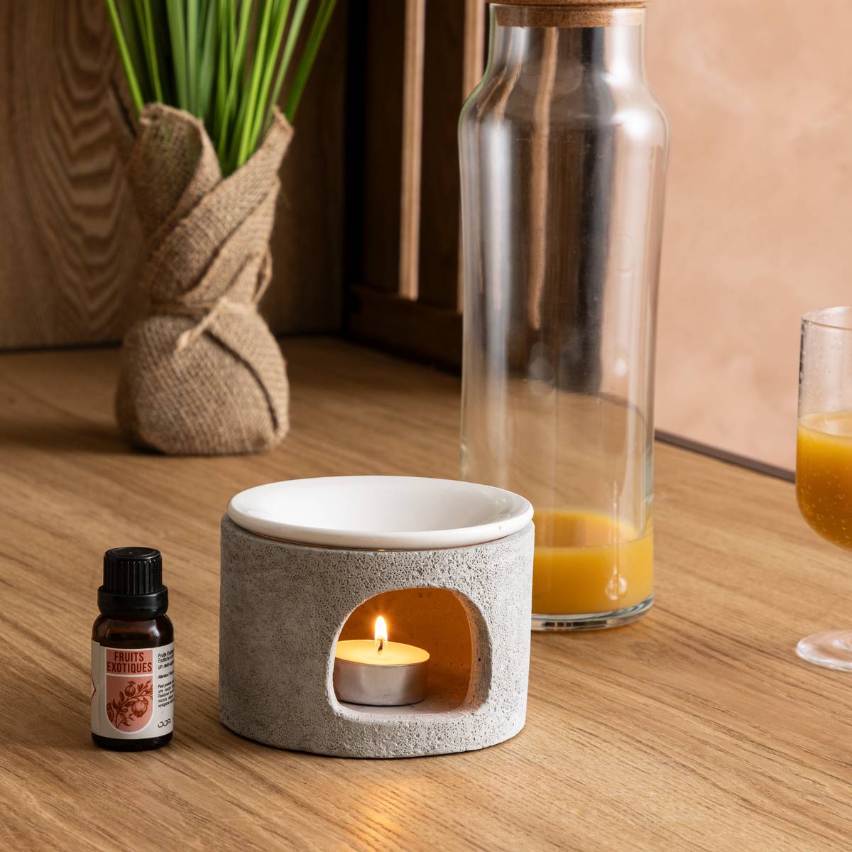 Fragrance burner "Olioa" Cement, 11x7 cm